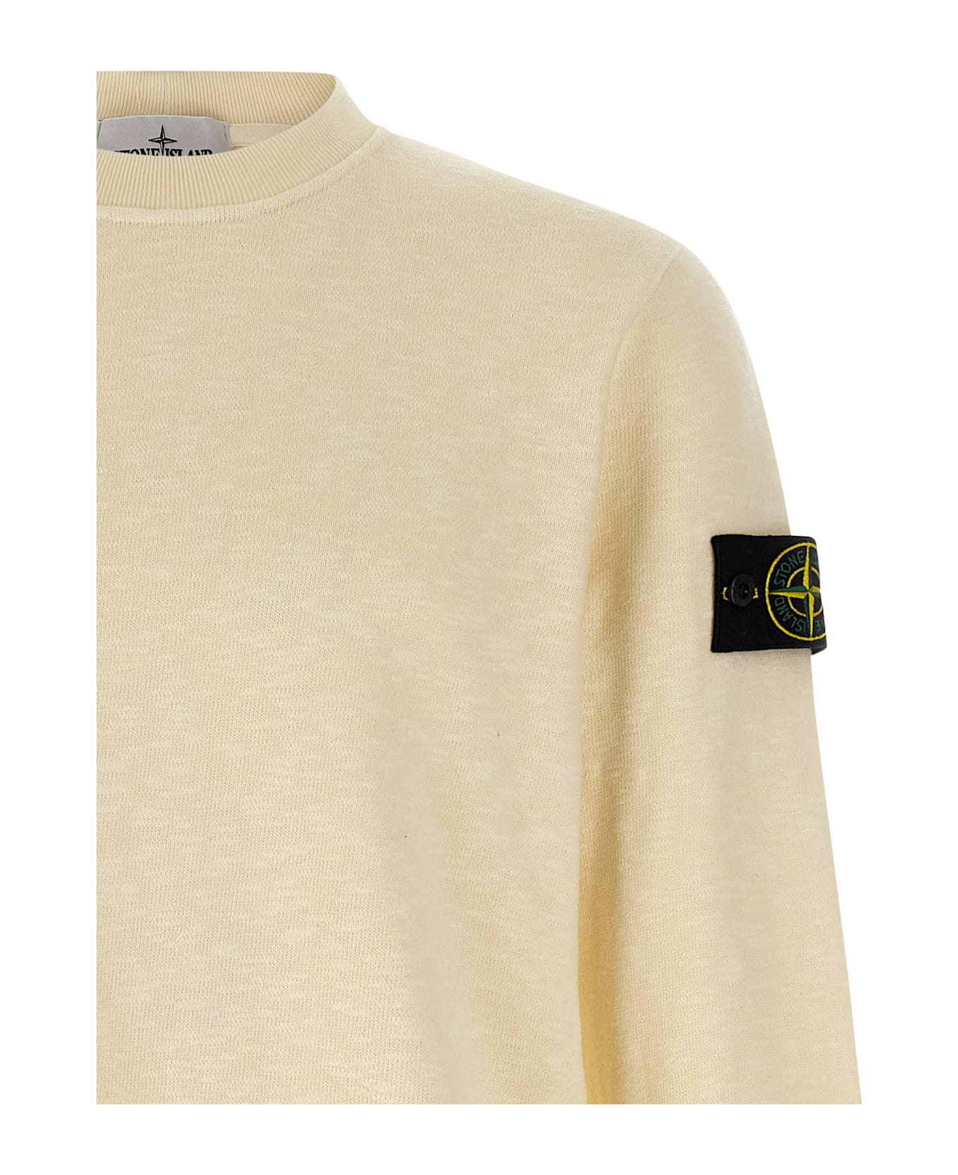 Stone Island Logo Badge Sweatshirt - Beige