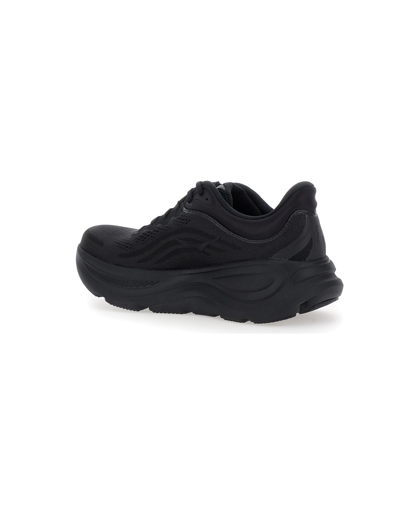 Hoka 'bondi 9' Black Low Top Sneakers With Maxi Logo Lettering On The Side In Tech Fabric Unisex - Black スニーカー