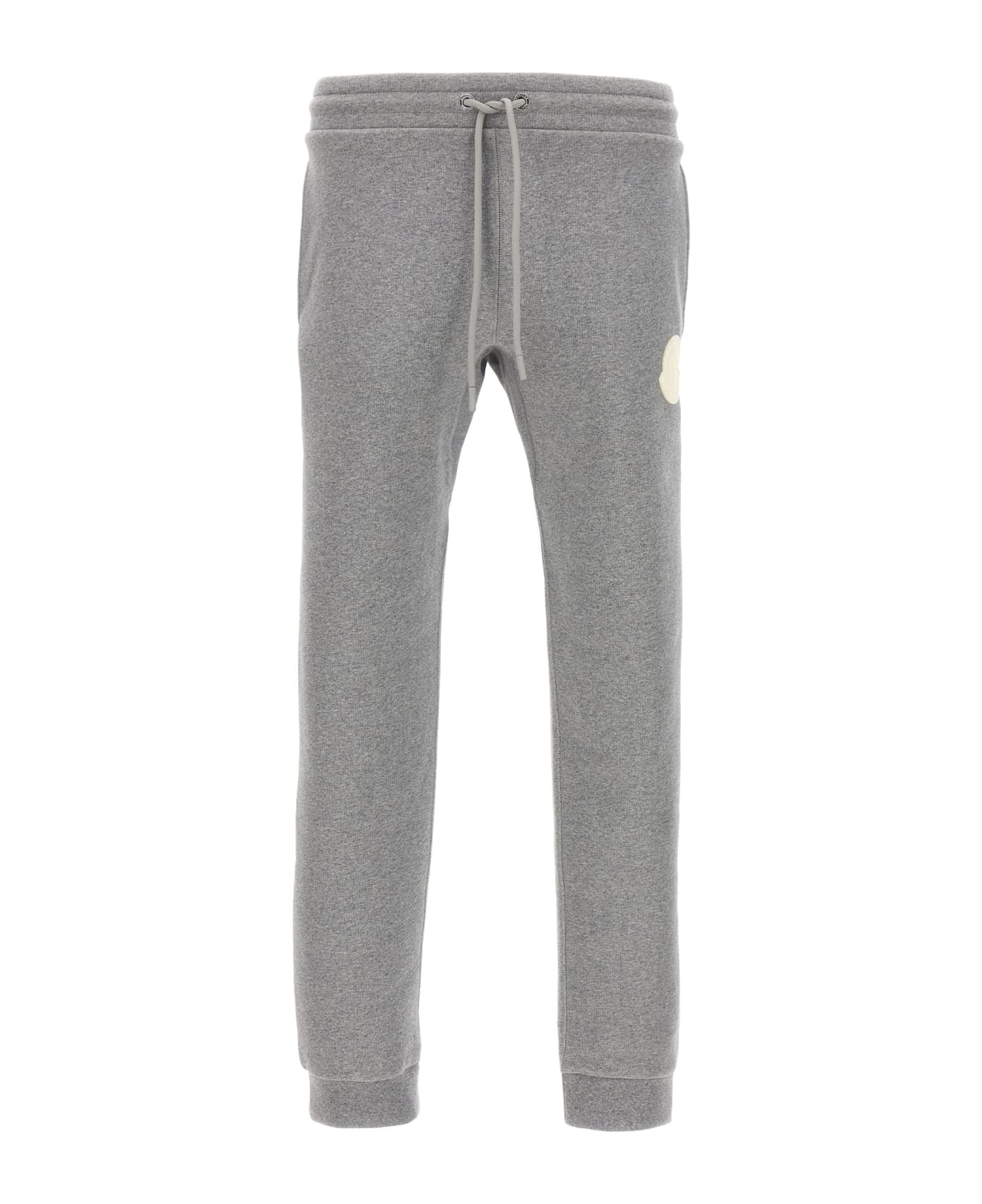 Moncler Grey Slim Fit Joggers With Logo Patch - Grey