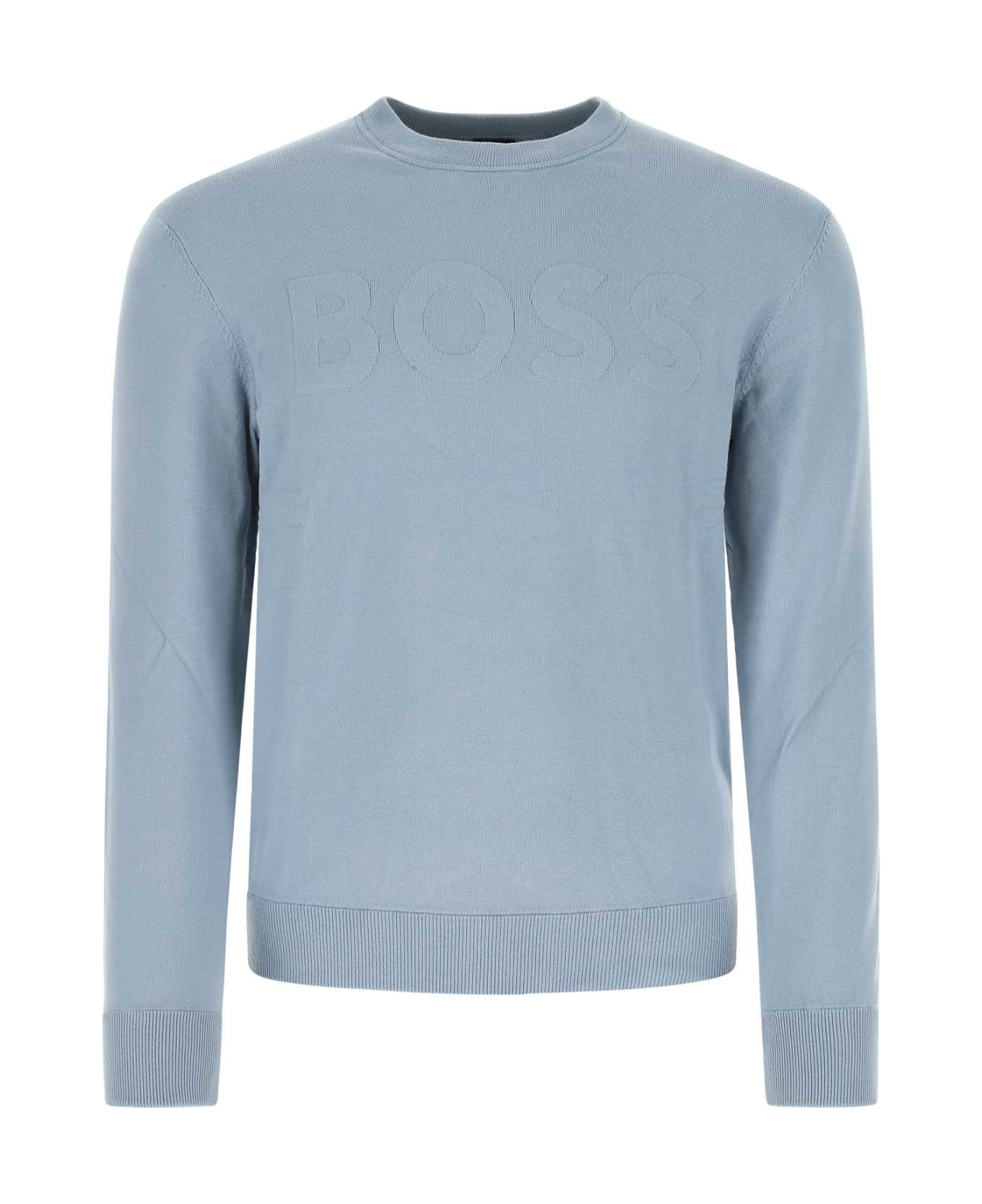 Hugo Boss Pastel Light-blue Cotton Blend Sweater - 451