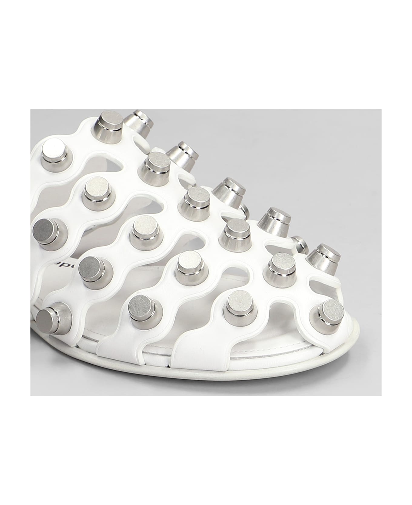 Alexander Wang Rexa Cage Slide Flats In White Leather - white