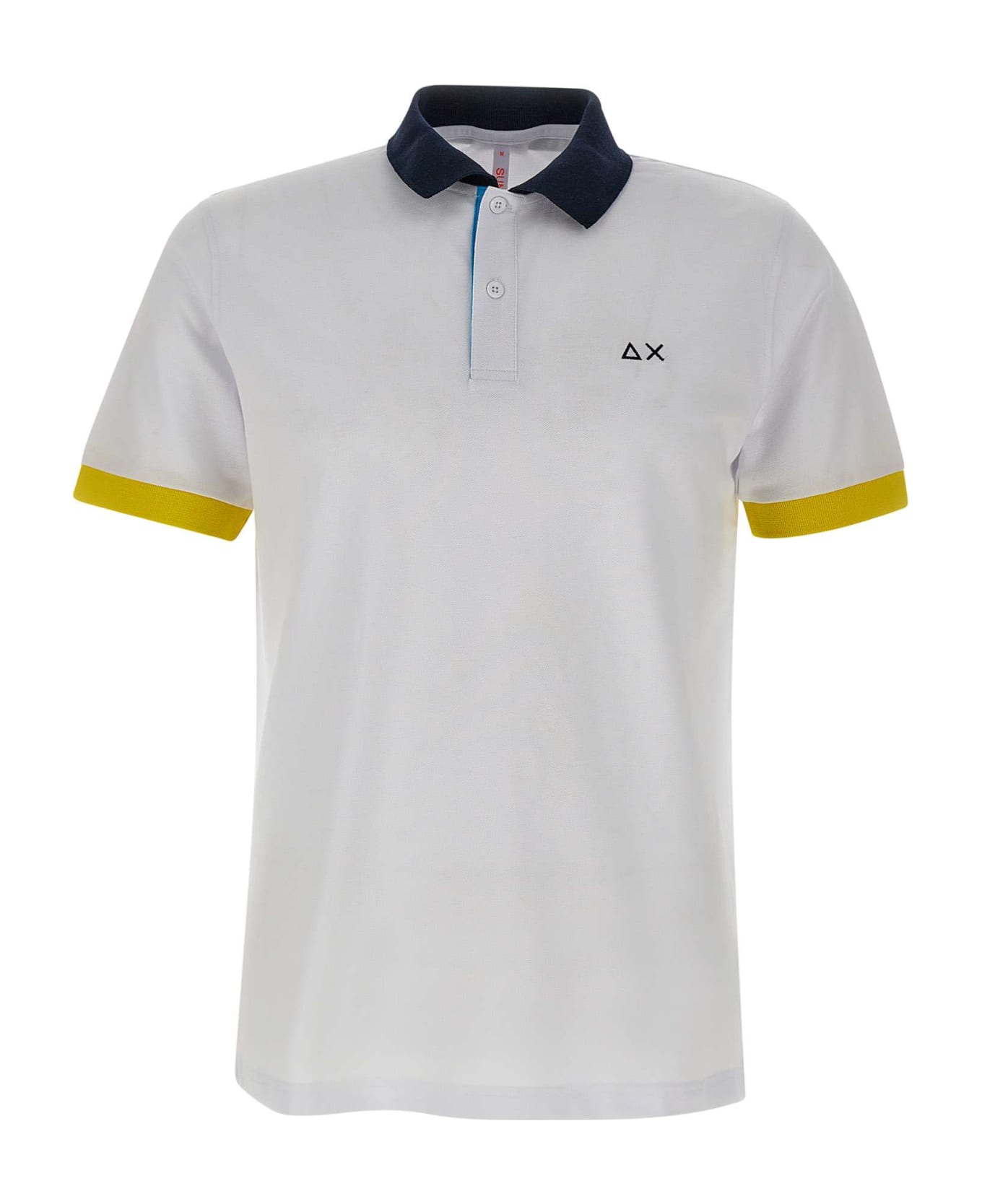 Sun 68 "3 Colours" Cotton Polo Shirt - WHITE