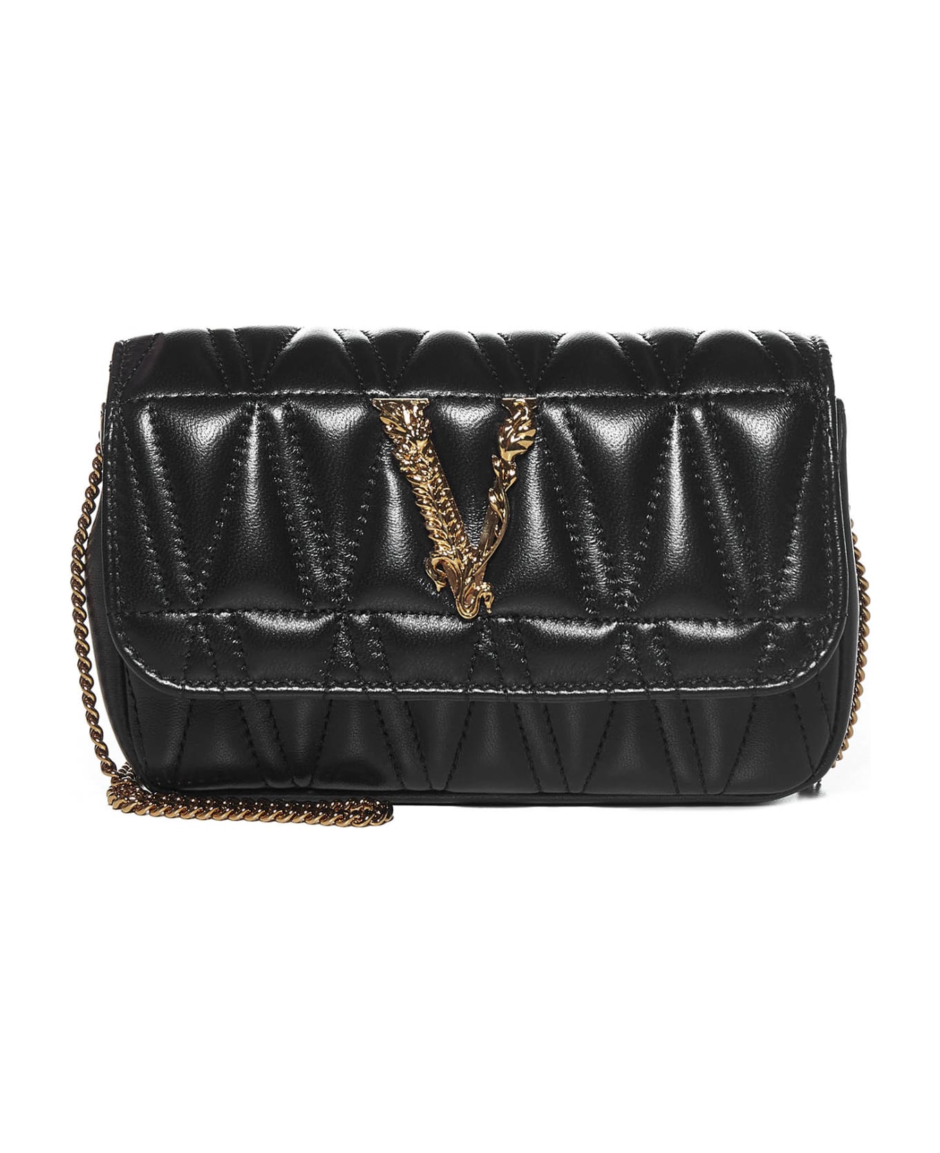 Versace Mini 'virtus' Crossbody Bag - Black