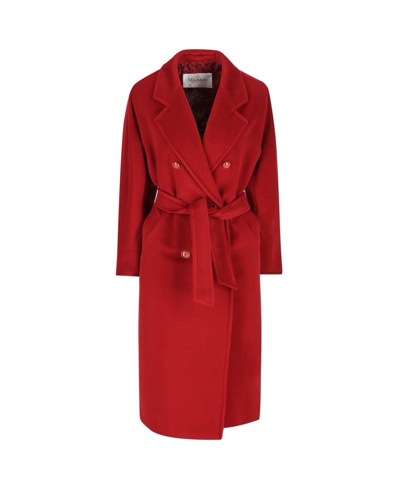 Max Mara Double-breasted Belted Coat - Red