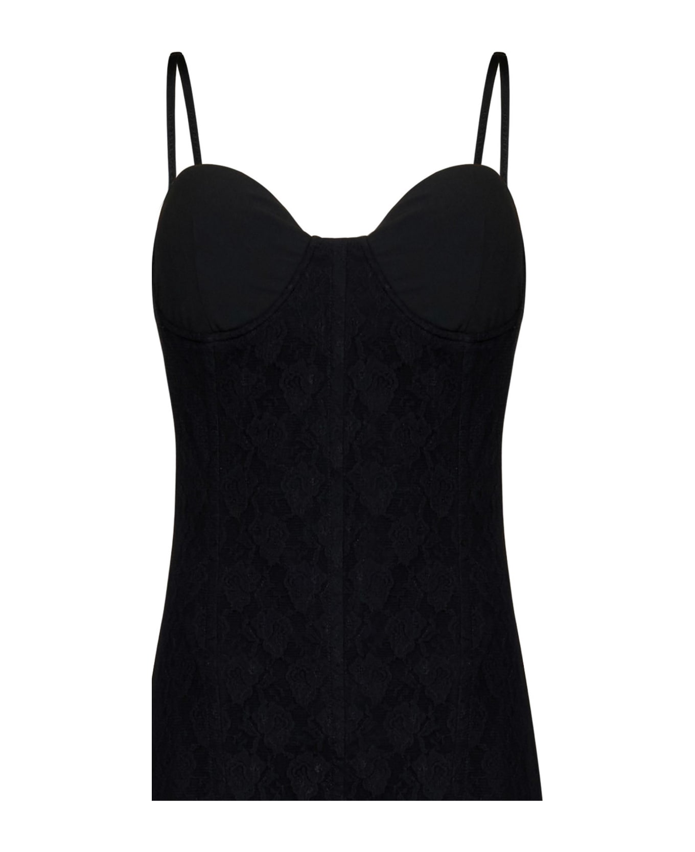 HERON PRESTON Lace Corset Minidress - BLACK ワンピース＆ドレス