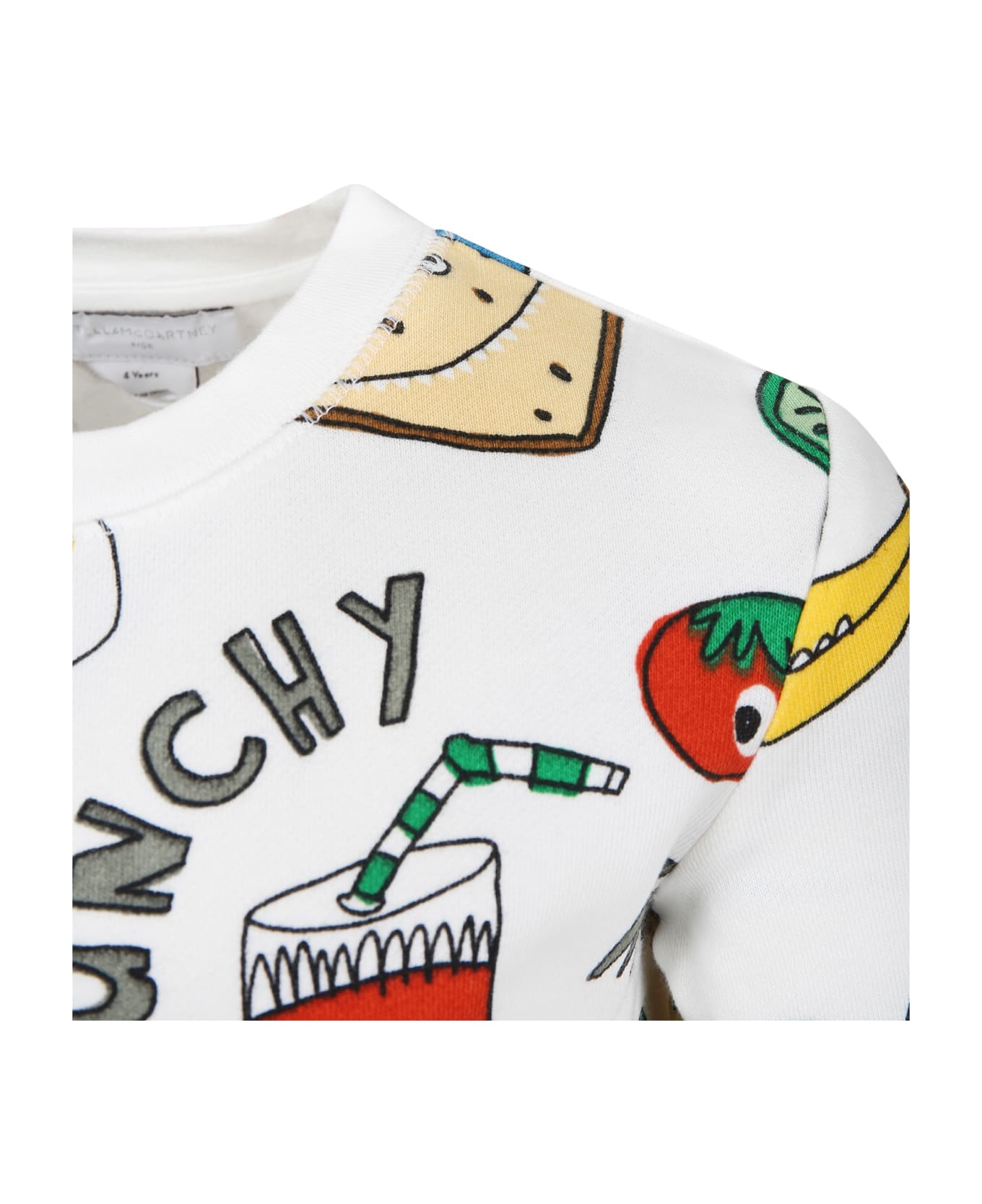 Stella McCartney Kids White Sweatshirt For Boy With Multicolor Print - White ニットウェア＆スウェットシャツ