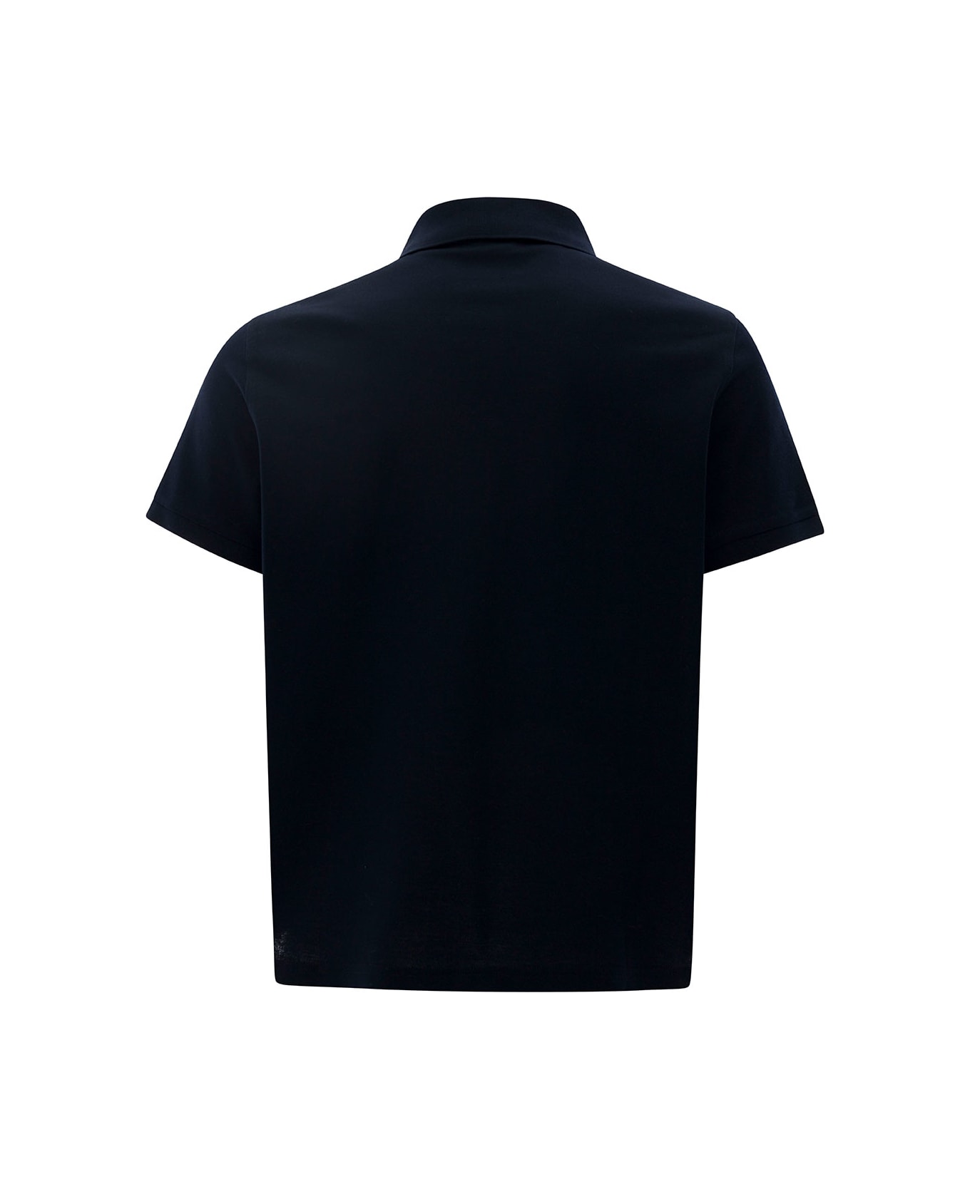 Saint Laurent Blue Polo Shirt With Embroidered Logo In Cotton Man - Marine