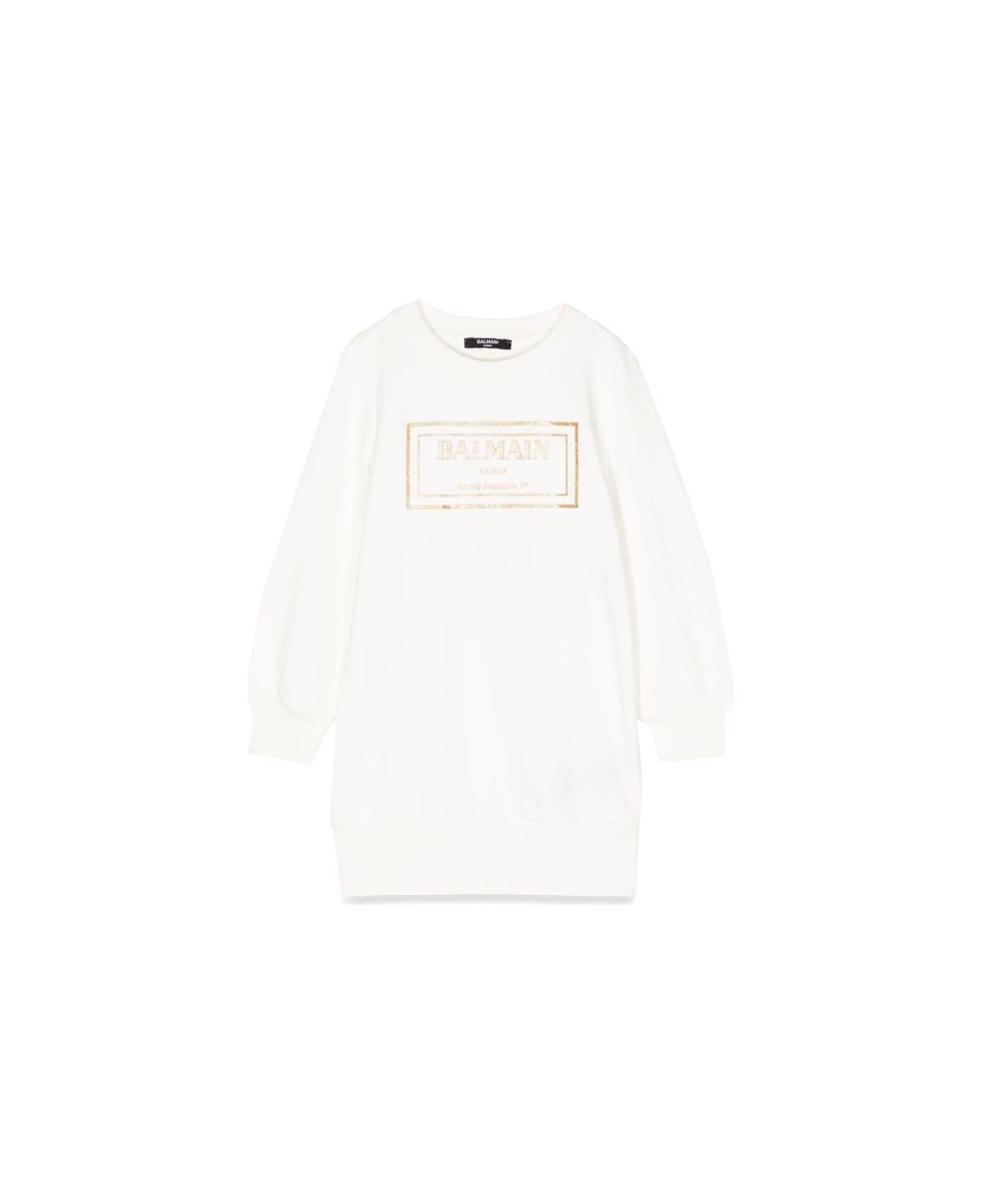 Balmain Sweatshirt Logo Dress - WHITE ワンピース＆ドレス