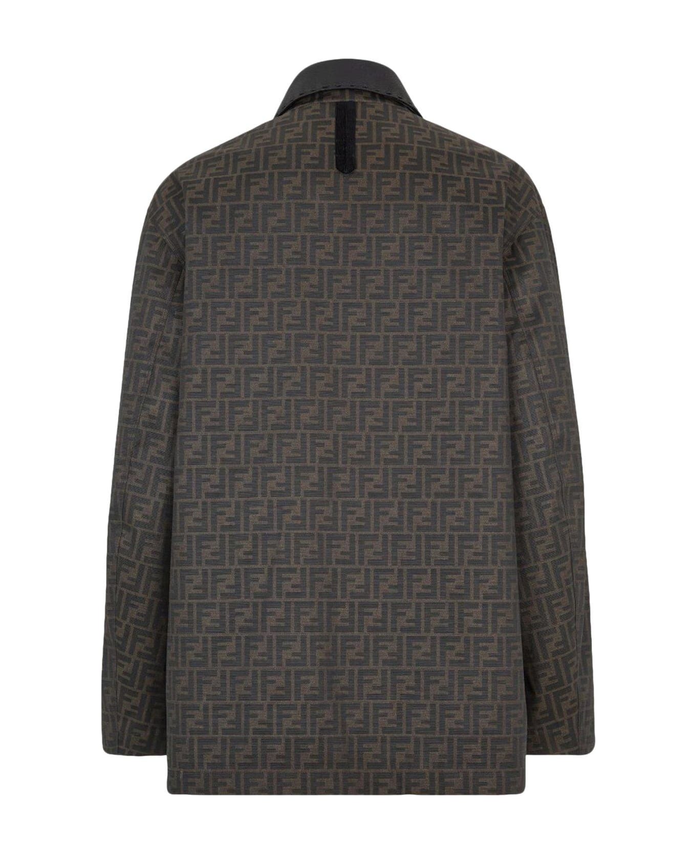 Fendi Monogrammed Collared Jacket - Brown