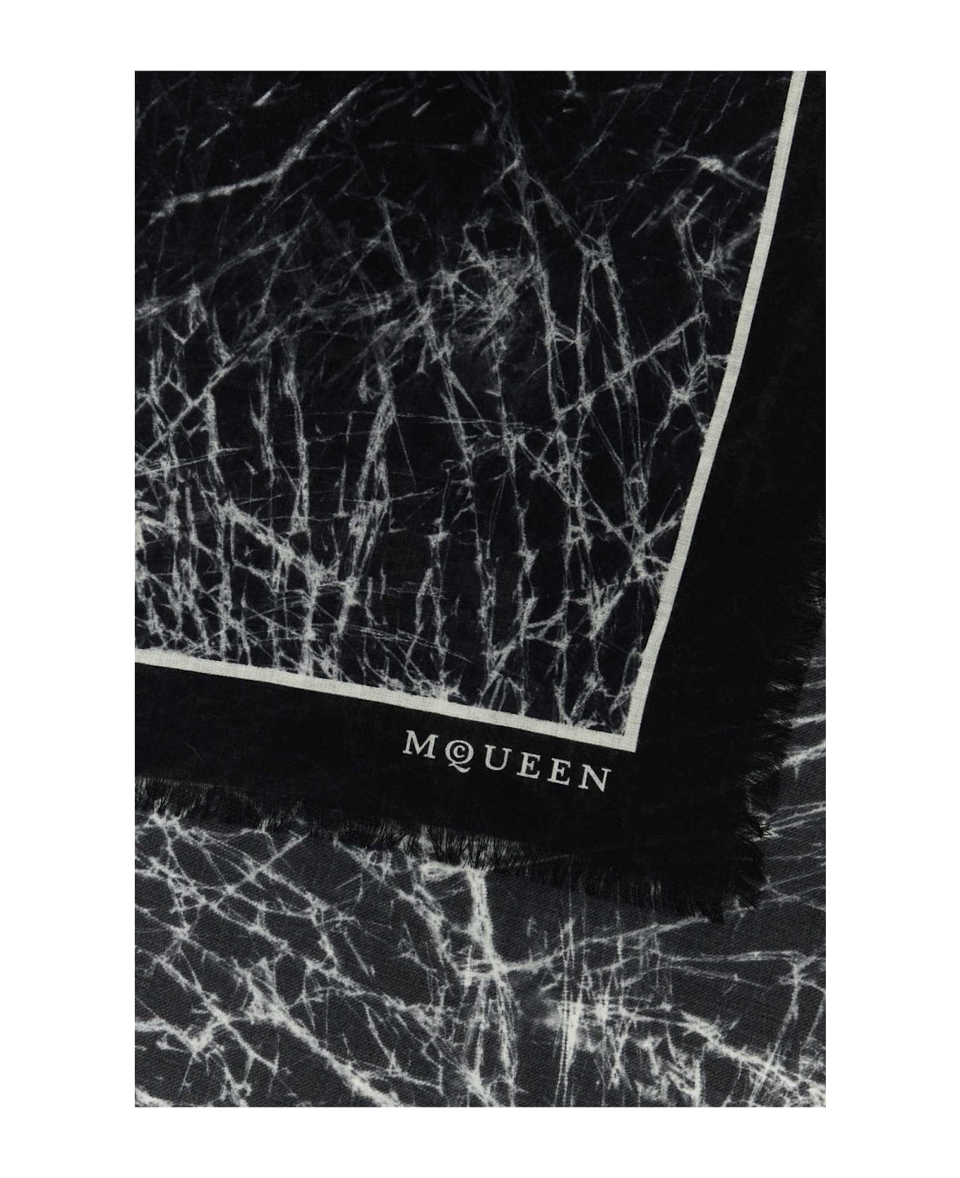 Alexander McQueen Printed Wool Scarf - BLACKIVORY