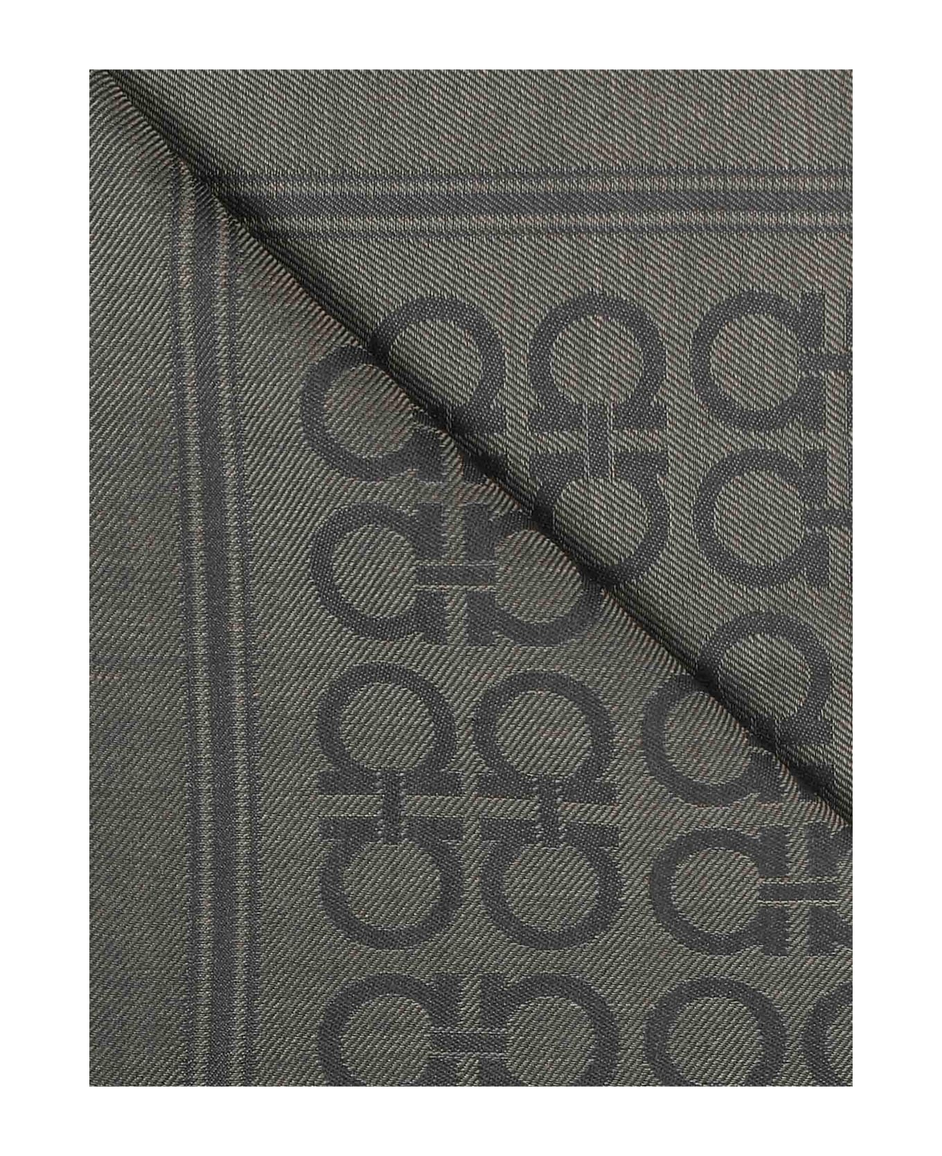 Ferragamo Gancini Square Stole - Olive green