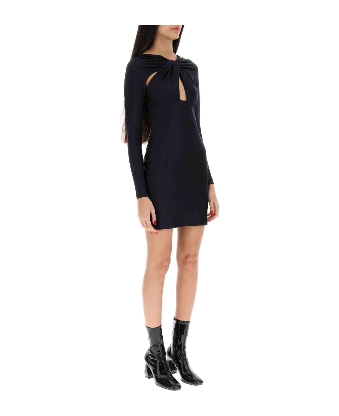 Coperni Twist Detailed Cut-out Mini Dress - Black