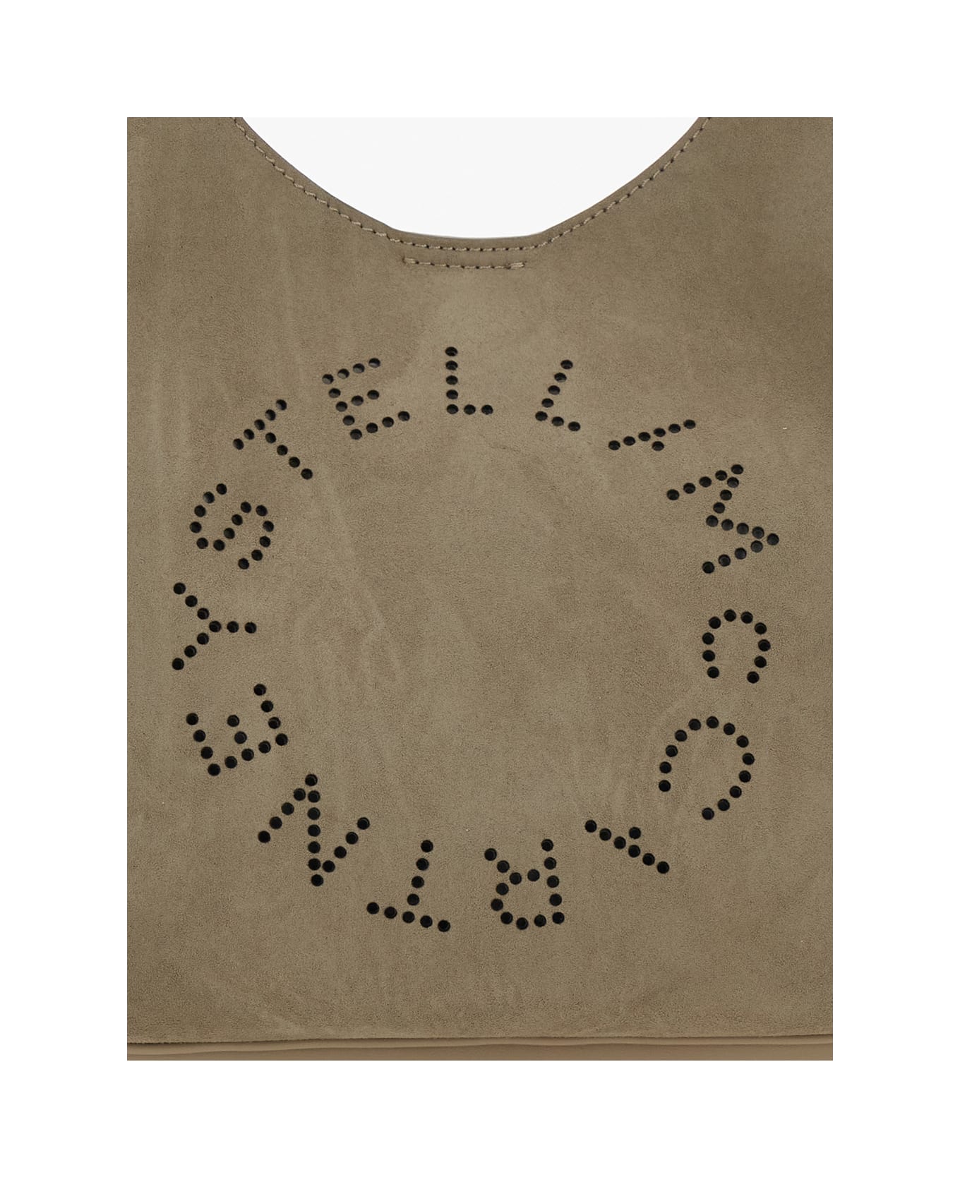 Stella McCartney Beige Shoulder Bag With Maxi Logo Lettering On The Front In Ecosuede Woman - Beige