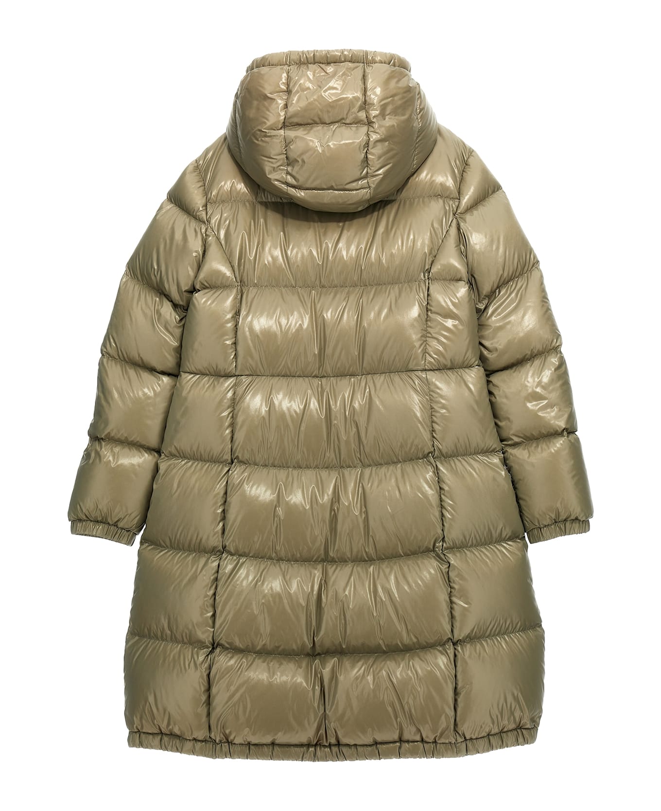 Moncler 'bellevue' Long Down Jacket - Beige