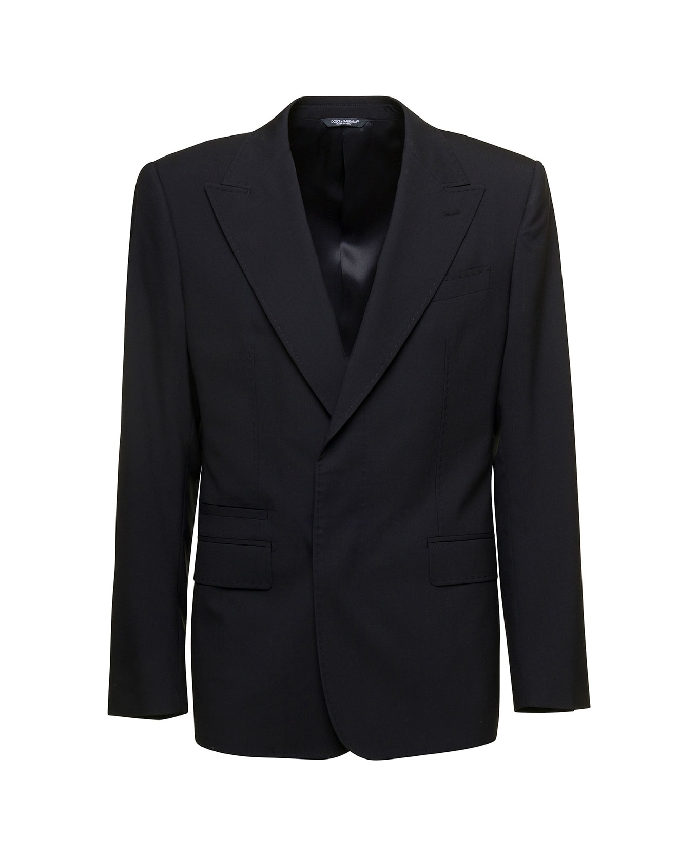 Dolce & Gabbana 'new Sicilia' Black Single-breasted Jacket With Concelaed Fastening In Stretch Wool Man - Black ブレザー