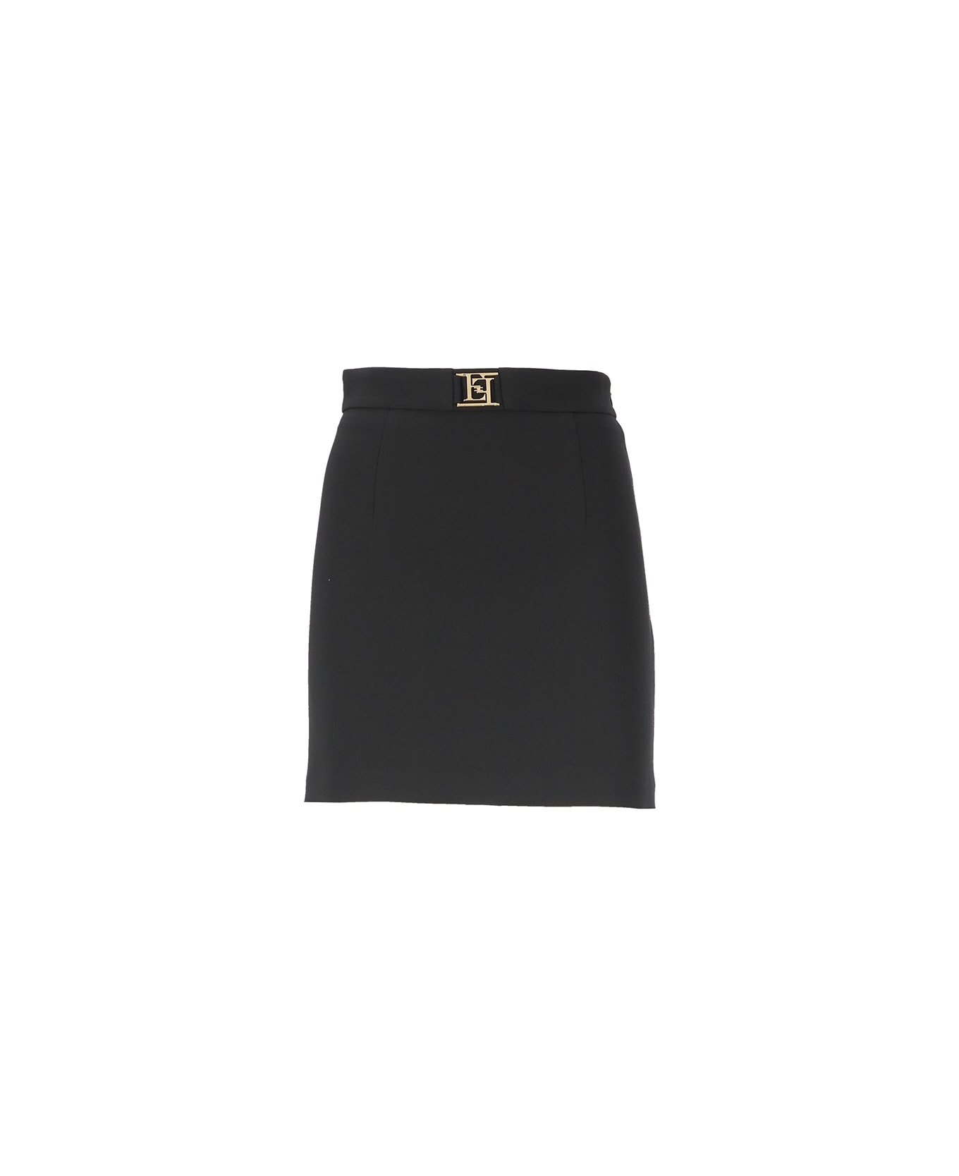 Elisabetta Franchi Logo Plaque Mini Skirt - Black
