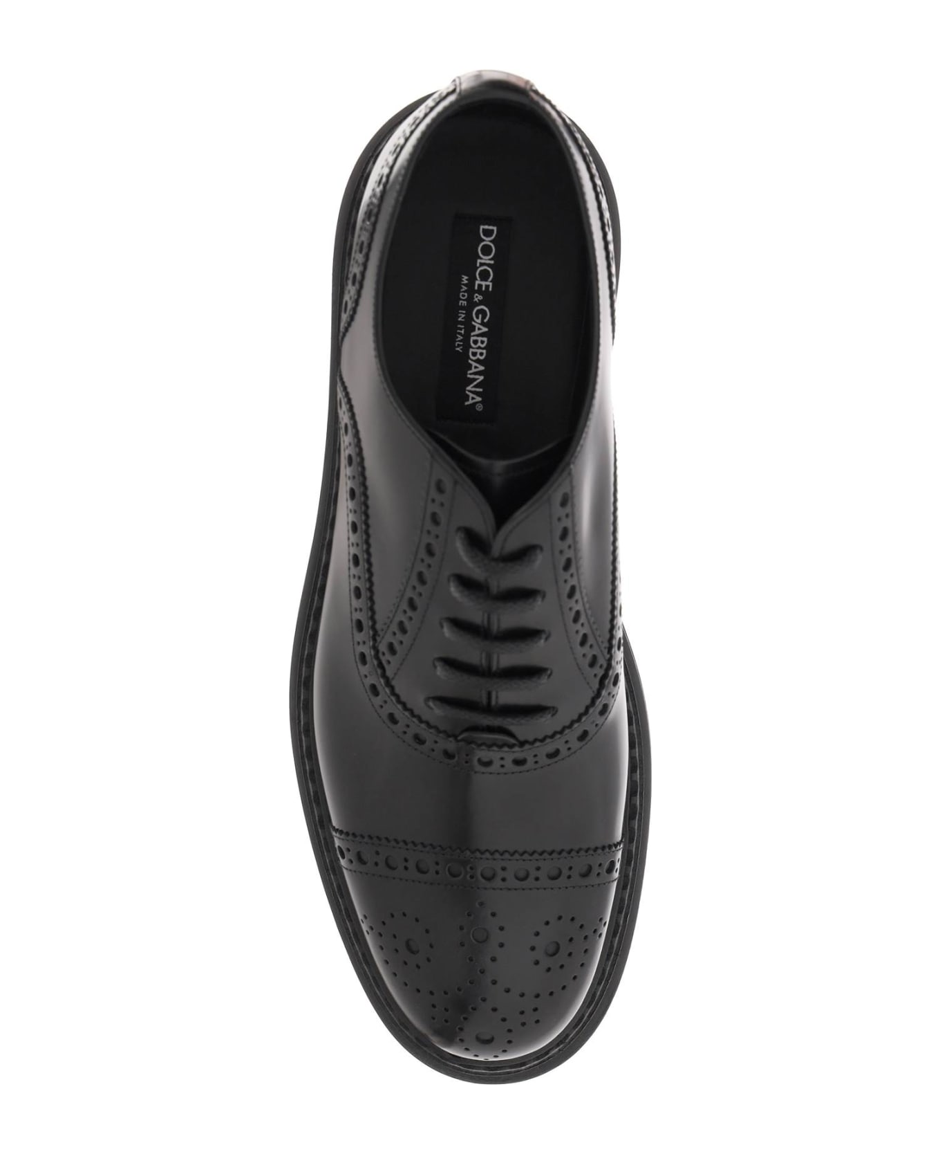 Dolce & Gabbana Leather Lace Up Shoes - Black ローファー＆デッキシューズ