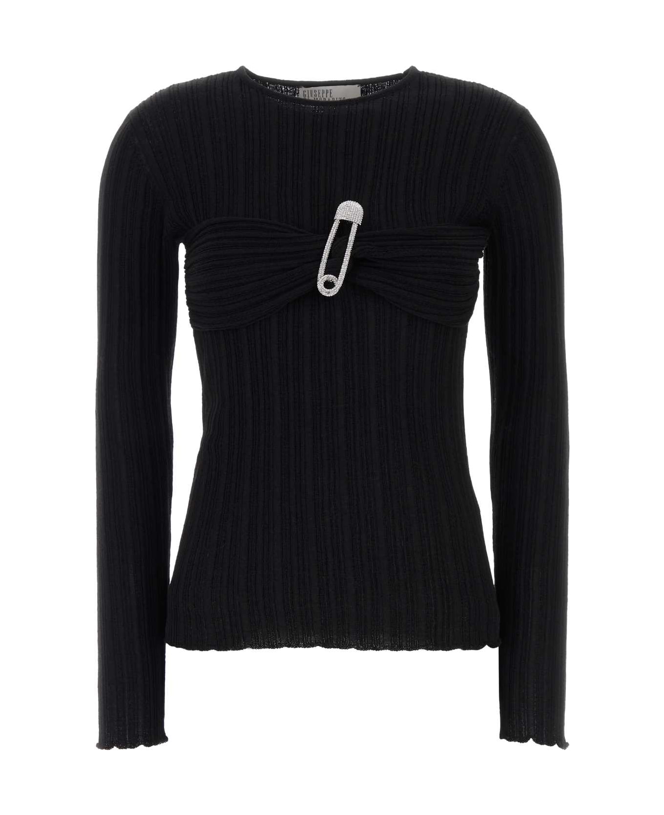 Giuseppe di Morabito Black Wool Blend Top - BLACK