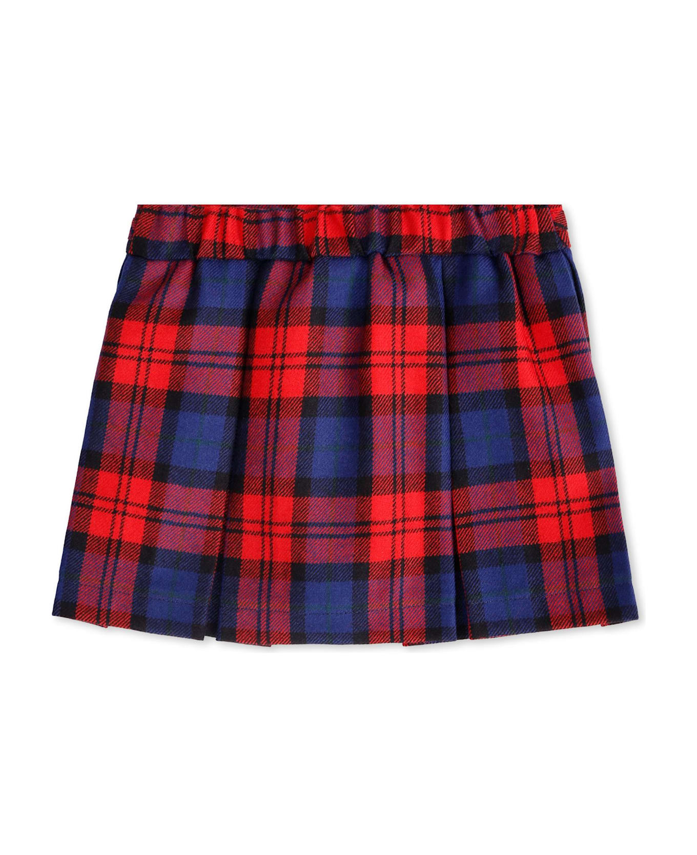 Fendi Red And Blue Checked Skirt For Baby Girl - Red