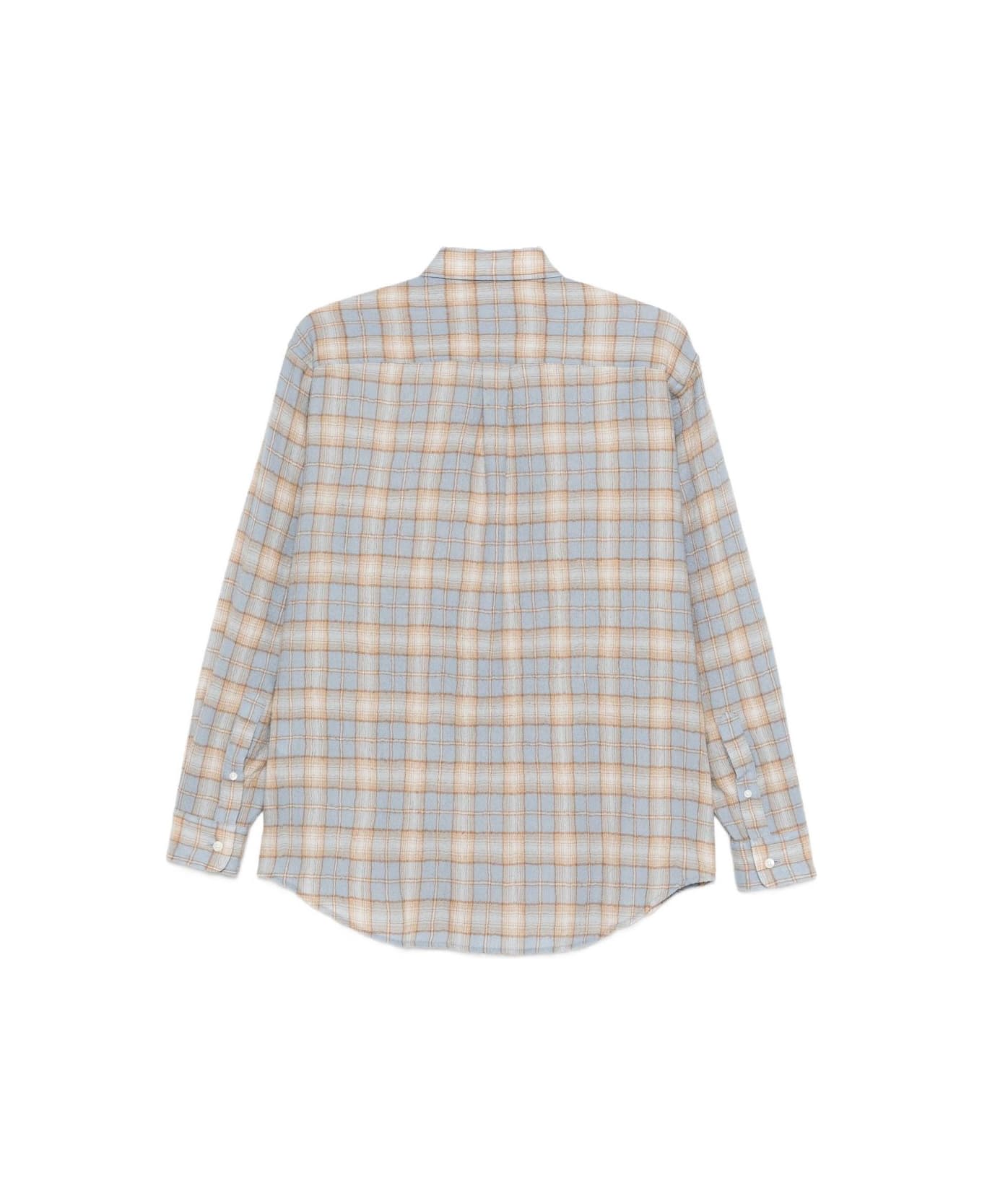 Auralee Checked Wool Shirt - Clear Blue
