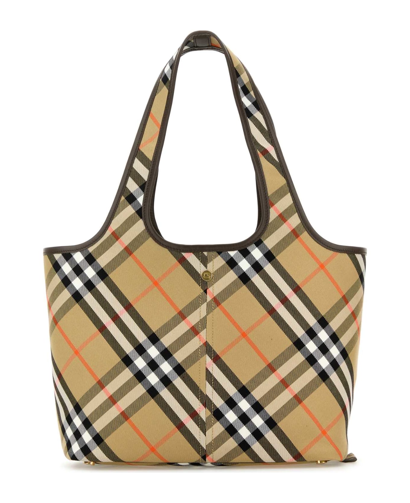 トートバッグ BURBERRY EMBROIDERED CANVAS SMALL CHECK SHOPPING BAG Burberry Embroidered Canvas Small Check Shopping Bag