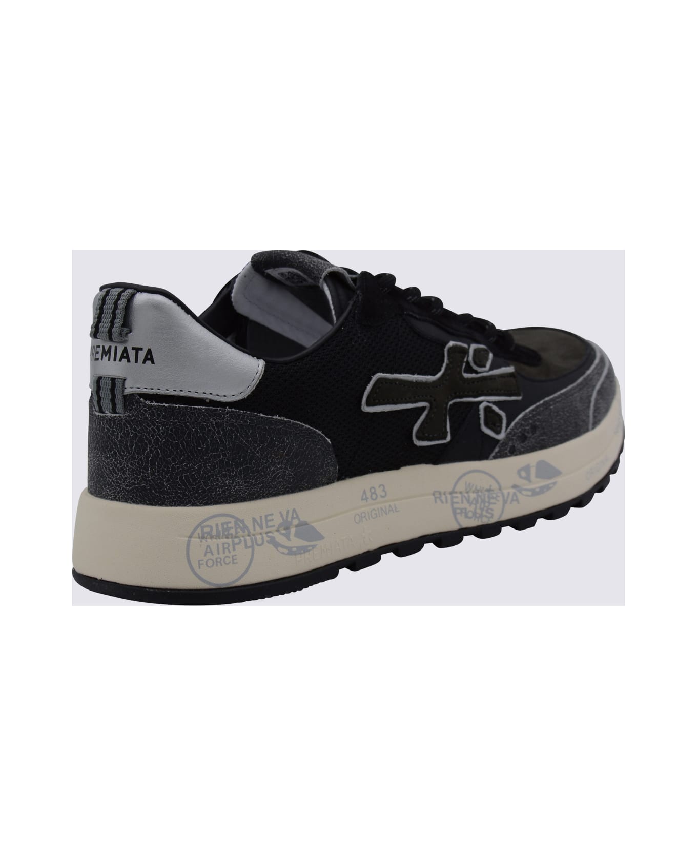 Premiata Black And Grey Leather Nous Sneakers