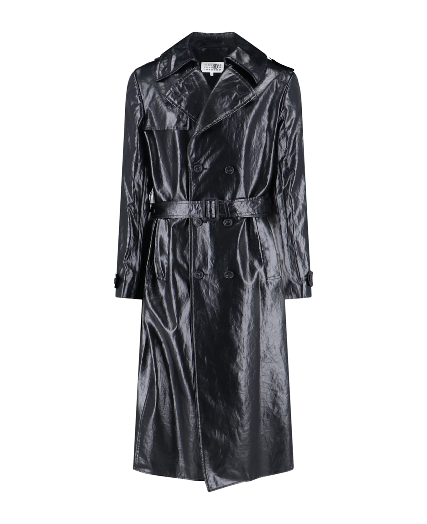 MM6 Maison Margiela Double-breasted Faux Leather Coat - Black  