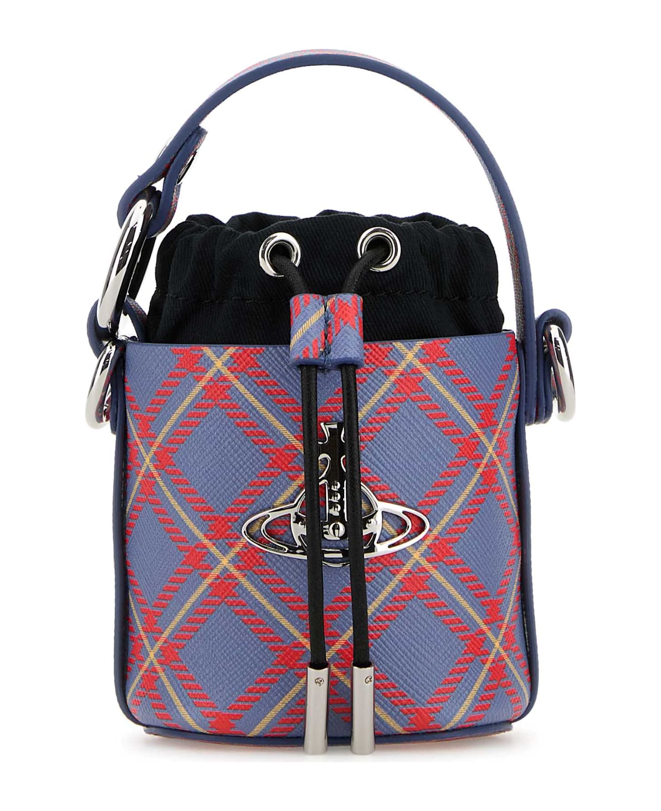 Vivienne Westwood Printed Synthetic Leather Mini Daisy Bucket Bag - BLUEORANGETARTAN