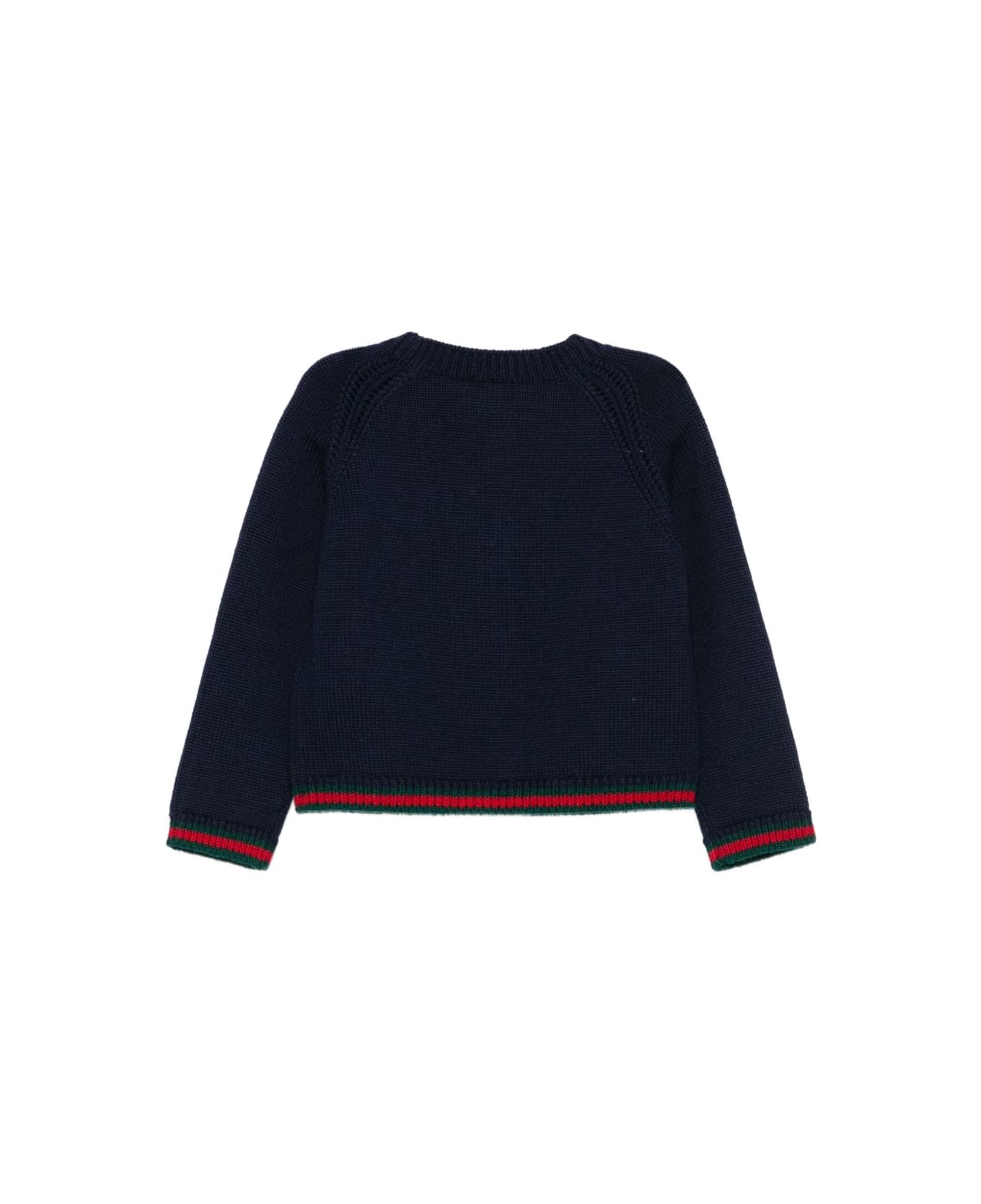 Gucci Kids Blue Cable-knit Cardigan Jacket - MultiColour