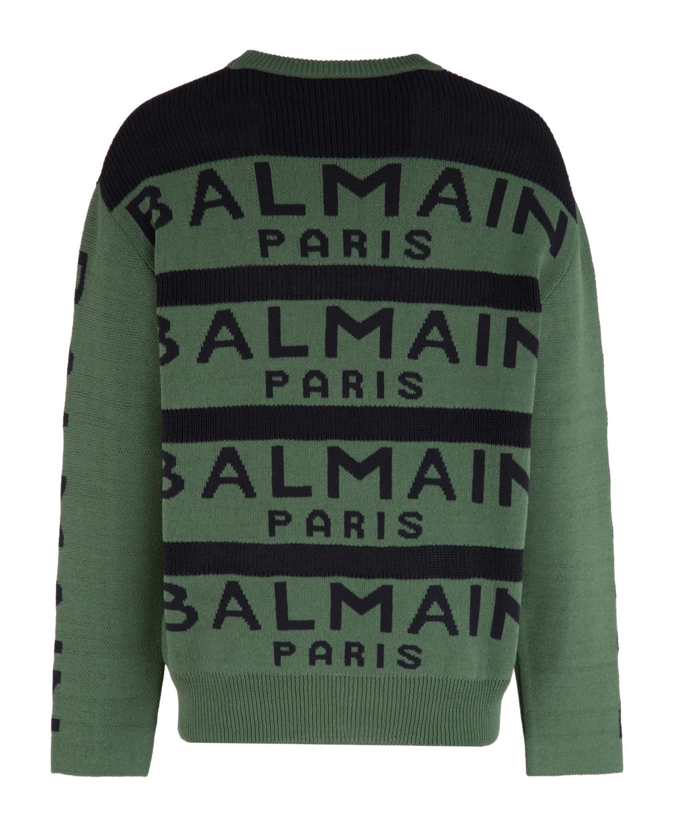 Balmain Wool-blend Crew-neck Sweater - green ニットウェア