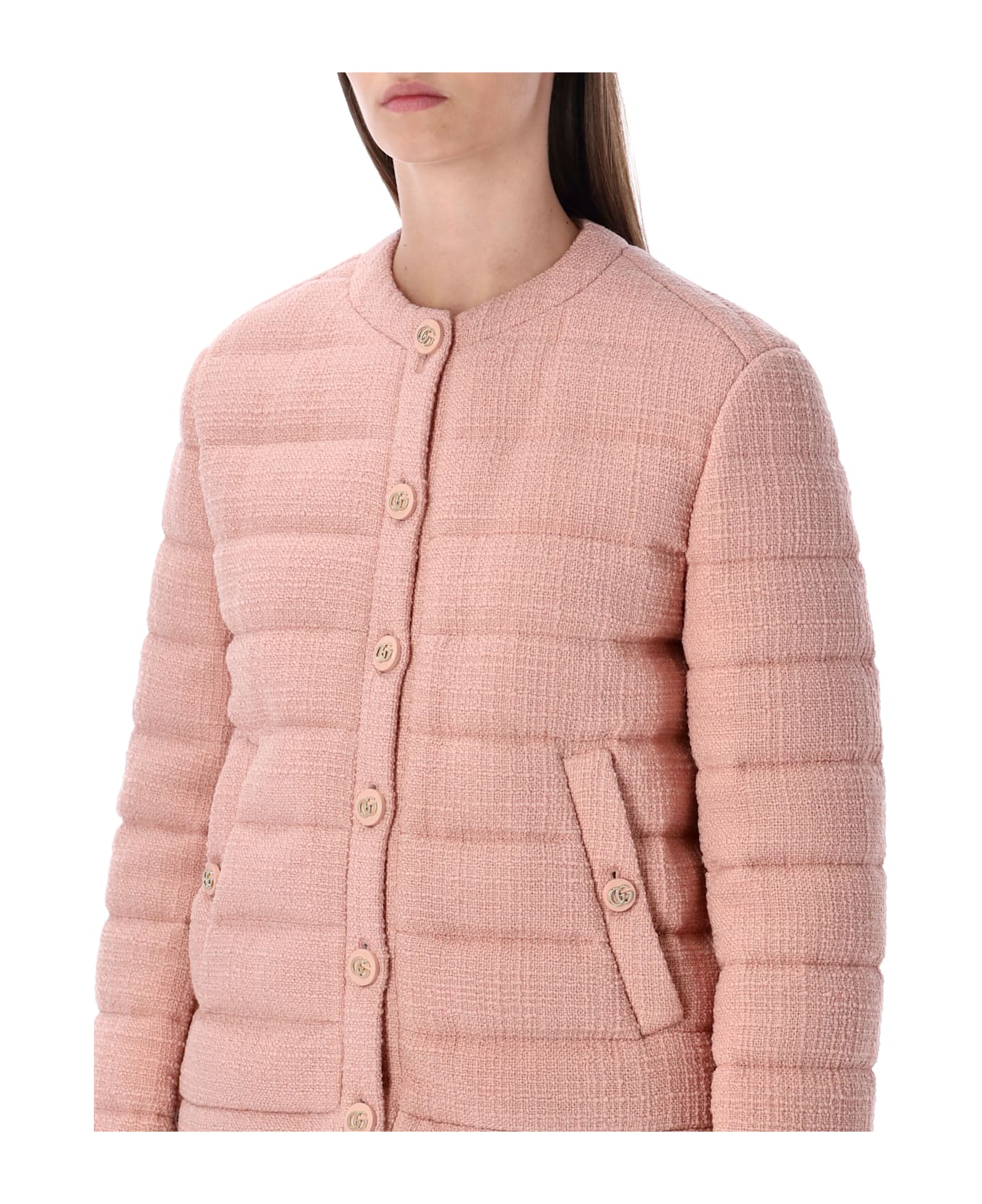 Gucci Light Pink Wool Tweed Padded Jacket - LIGHT PHARD