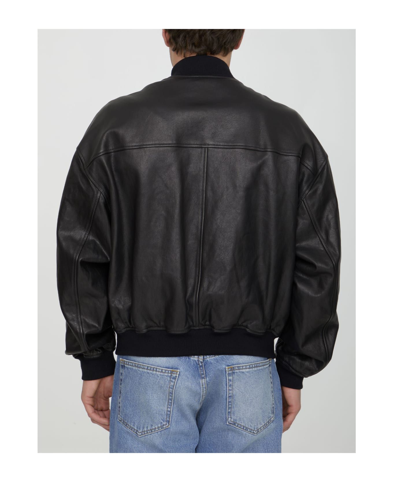 Dolce & Gabbana Black Leather Bomber Jacket - Nero
