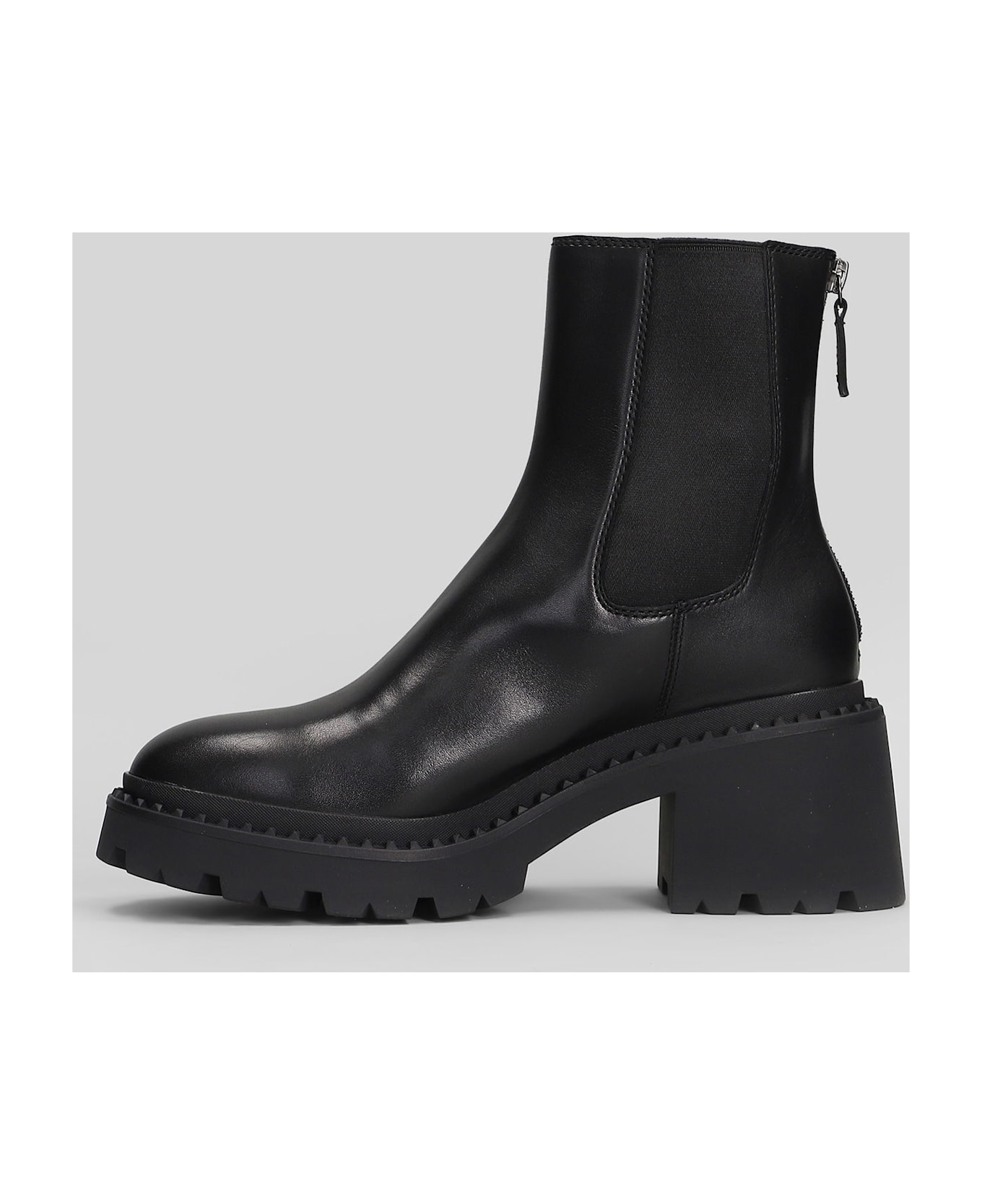 Ash Newton High Heels Ankle Boots In Black Leather - black