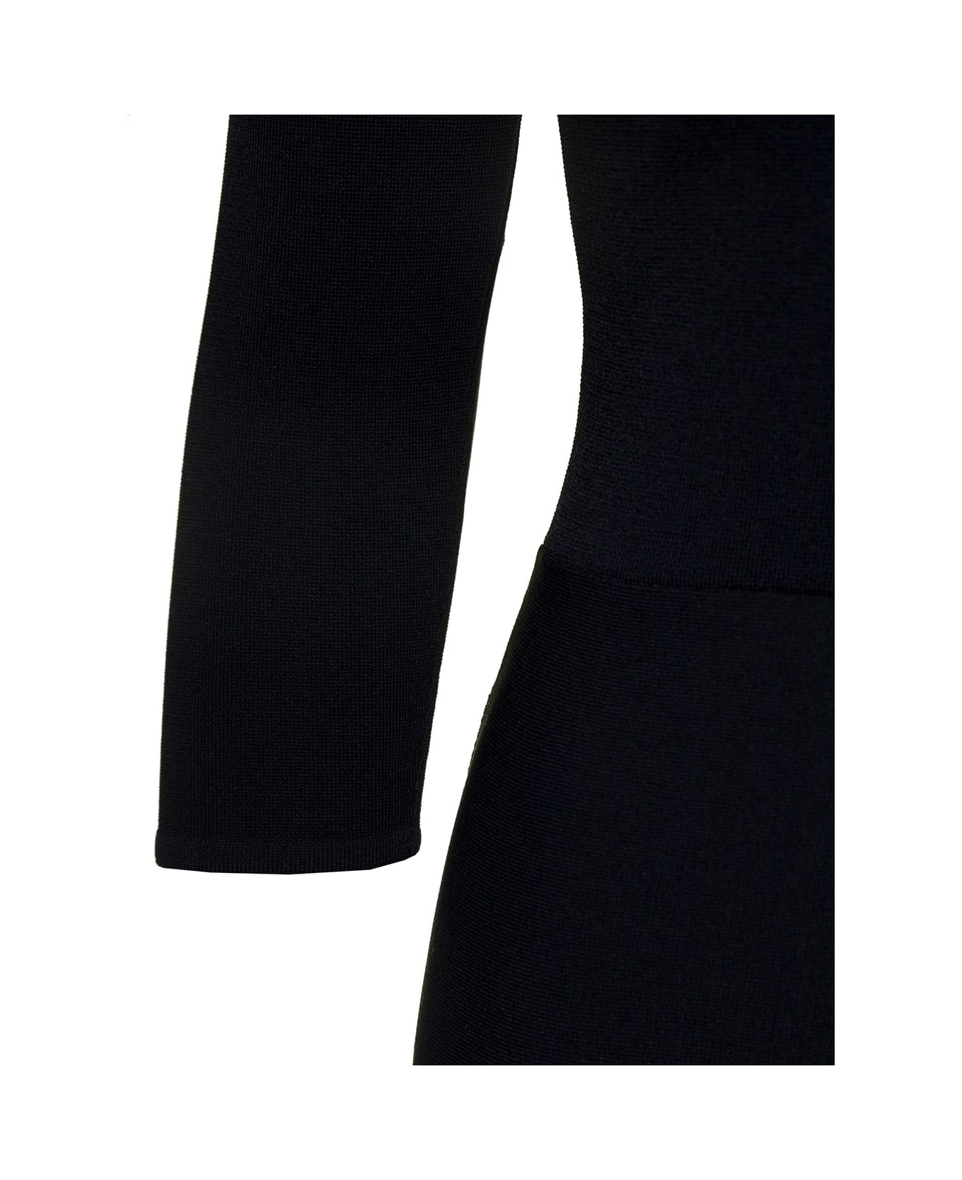 Stella McCartney Black Midi Knit Dress With Flare Skirt In Viscose Blend Woman - Black