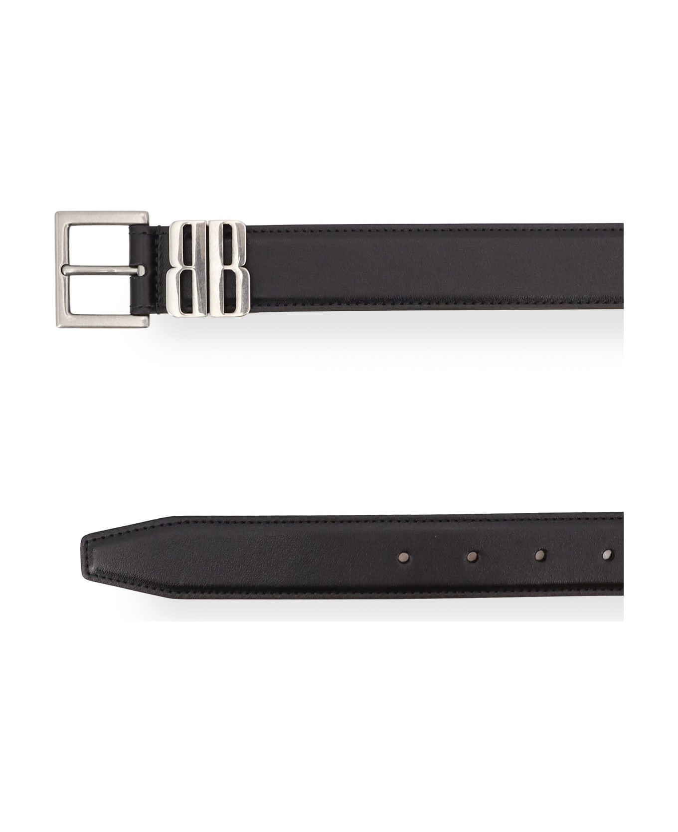 Balenciaga Bb Edit Leather Belt - Black