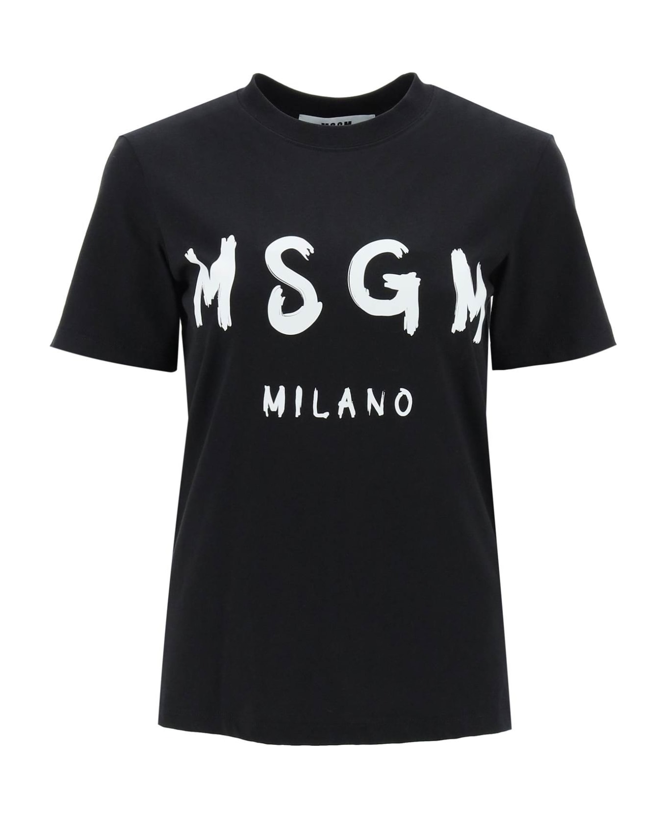 MSGM T-shirt With Brushed Logo - Nero