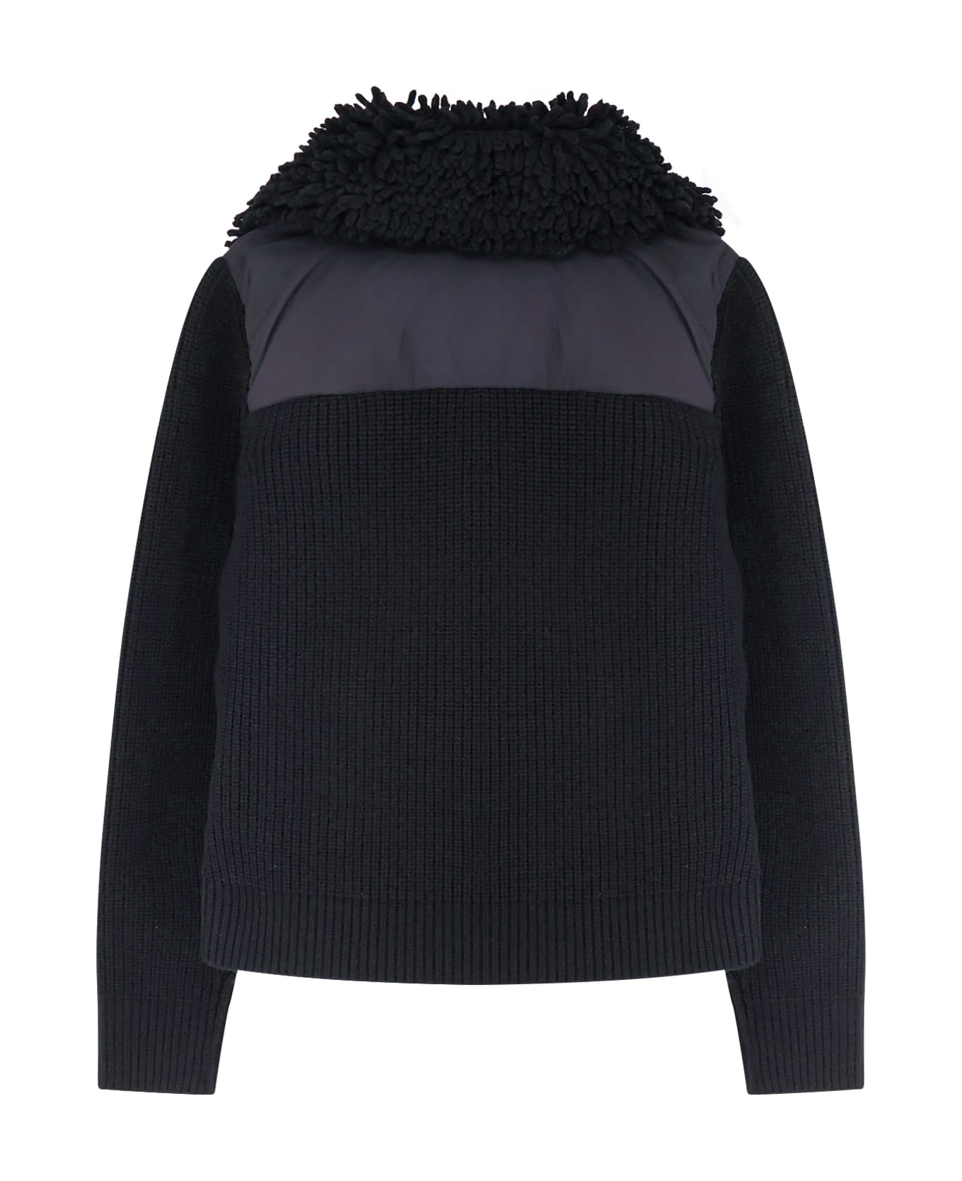 Moncler Grenoble Down Jacket With Wool Inserts - Black