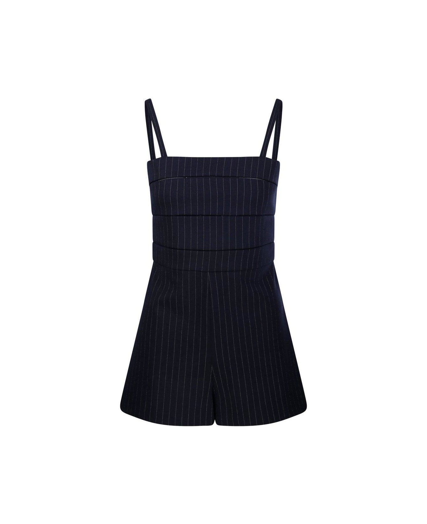 Max Mara Anfora Pinstriped Playsuit - Blue