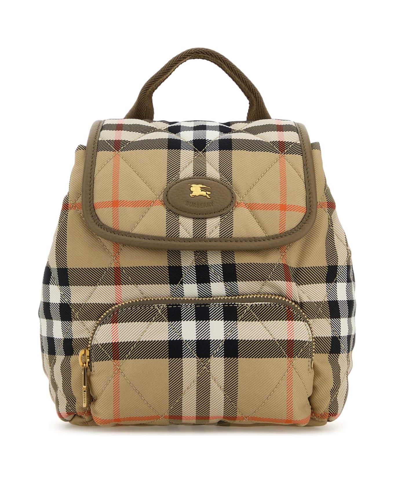Burberry Embroidered Canvas Mini Horseshoe Backpack - SAND