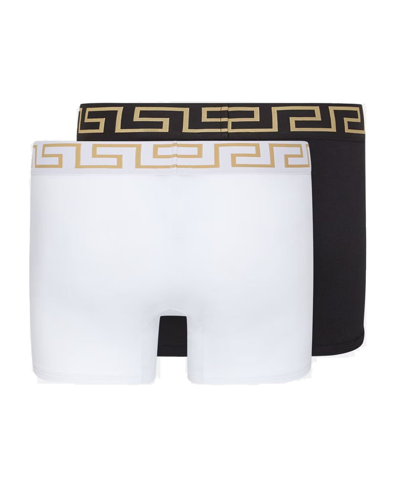 Versace Pack Of Two Boxer Shorts With Greek Motif - K Nero Bianco ショーツ
