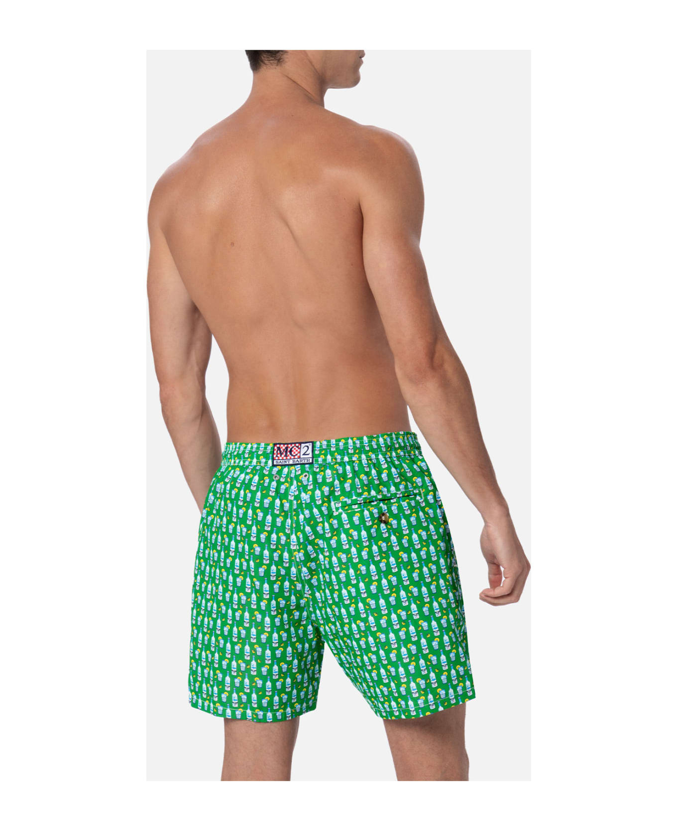MC2 Saint Barth Man Lightweight Fabric Swim-shorts Lighting Micro Fantasy With Tequila Print - GREEN
