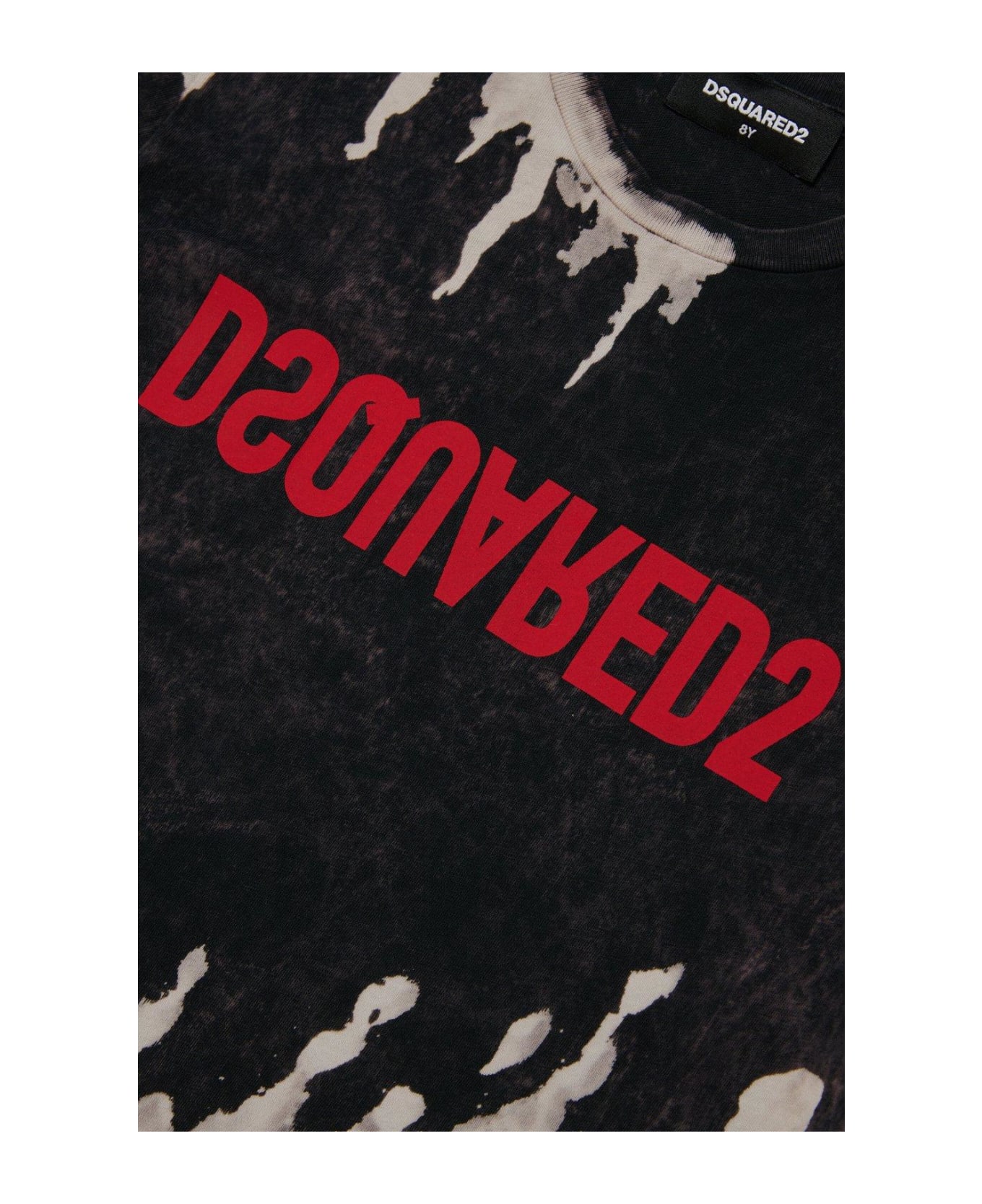 Dsquared2 Tie-dyed Logo Printed Crewneck T-shirt - Antracite Grey Melange