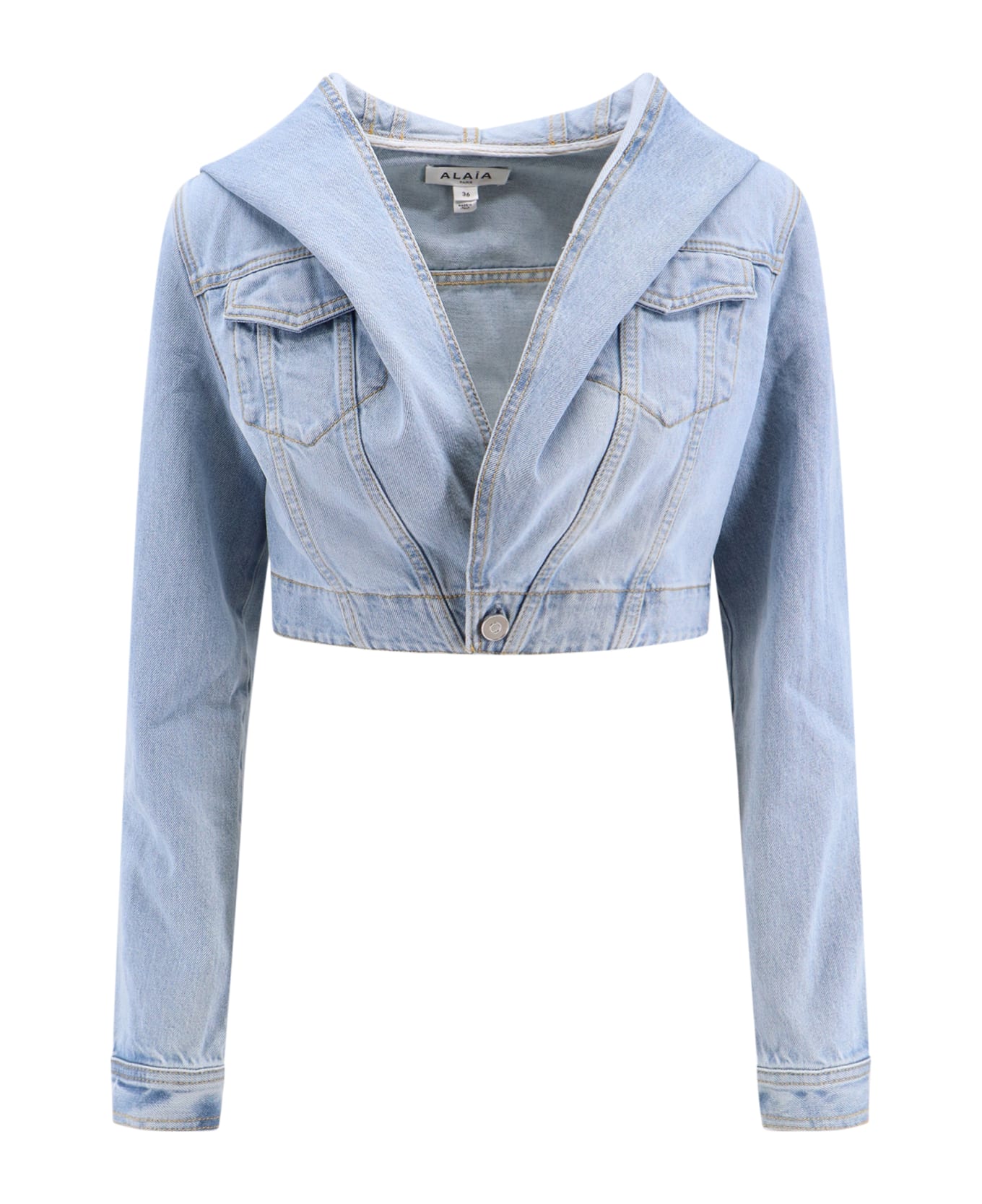 Alaia Denim Cropped Jacket - Blue