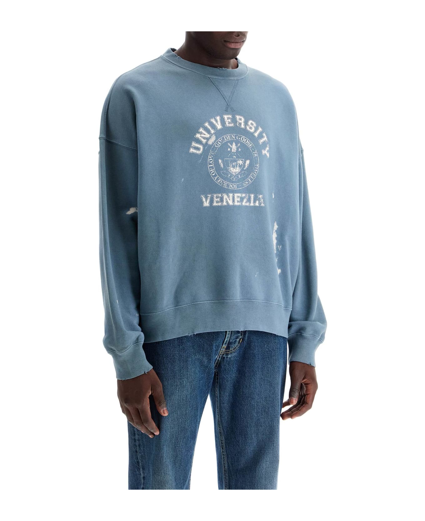 Golden Goose Light Blue Cotton Sweatshirt - Blue