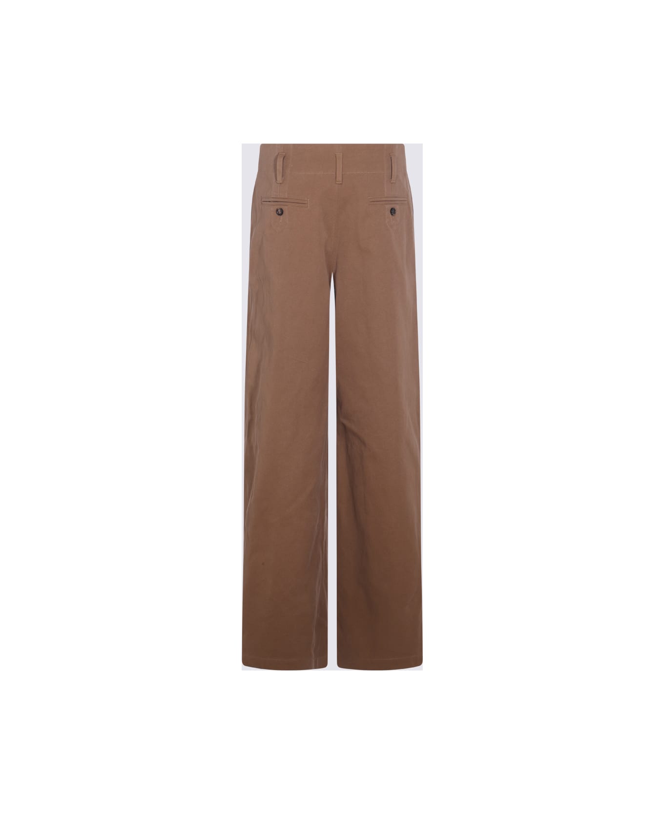 Chloé Brown Cotton Pants - MUSTARD BROWN