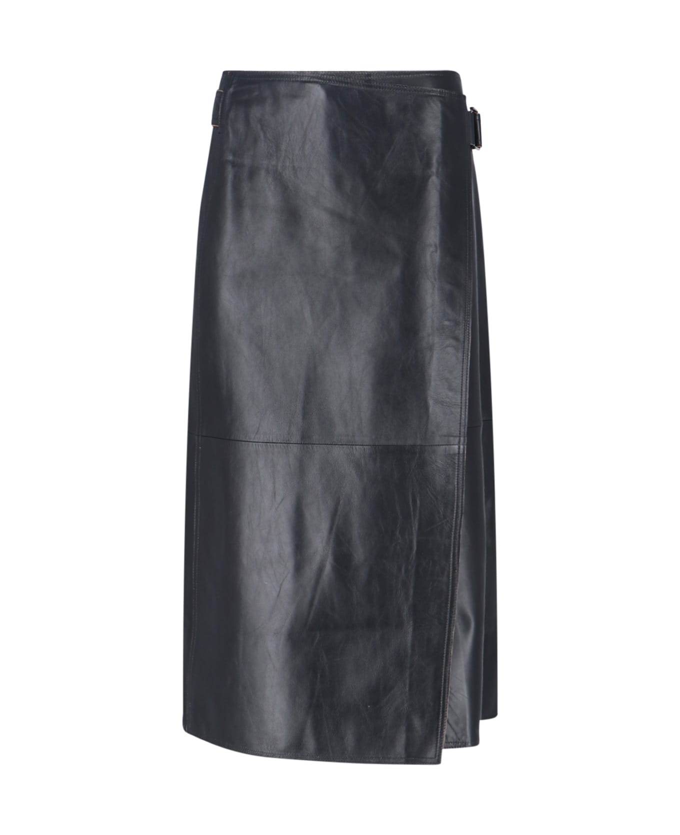 Calvin Klein Nappa Midi Skirt - Black  