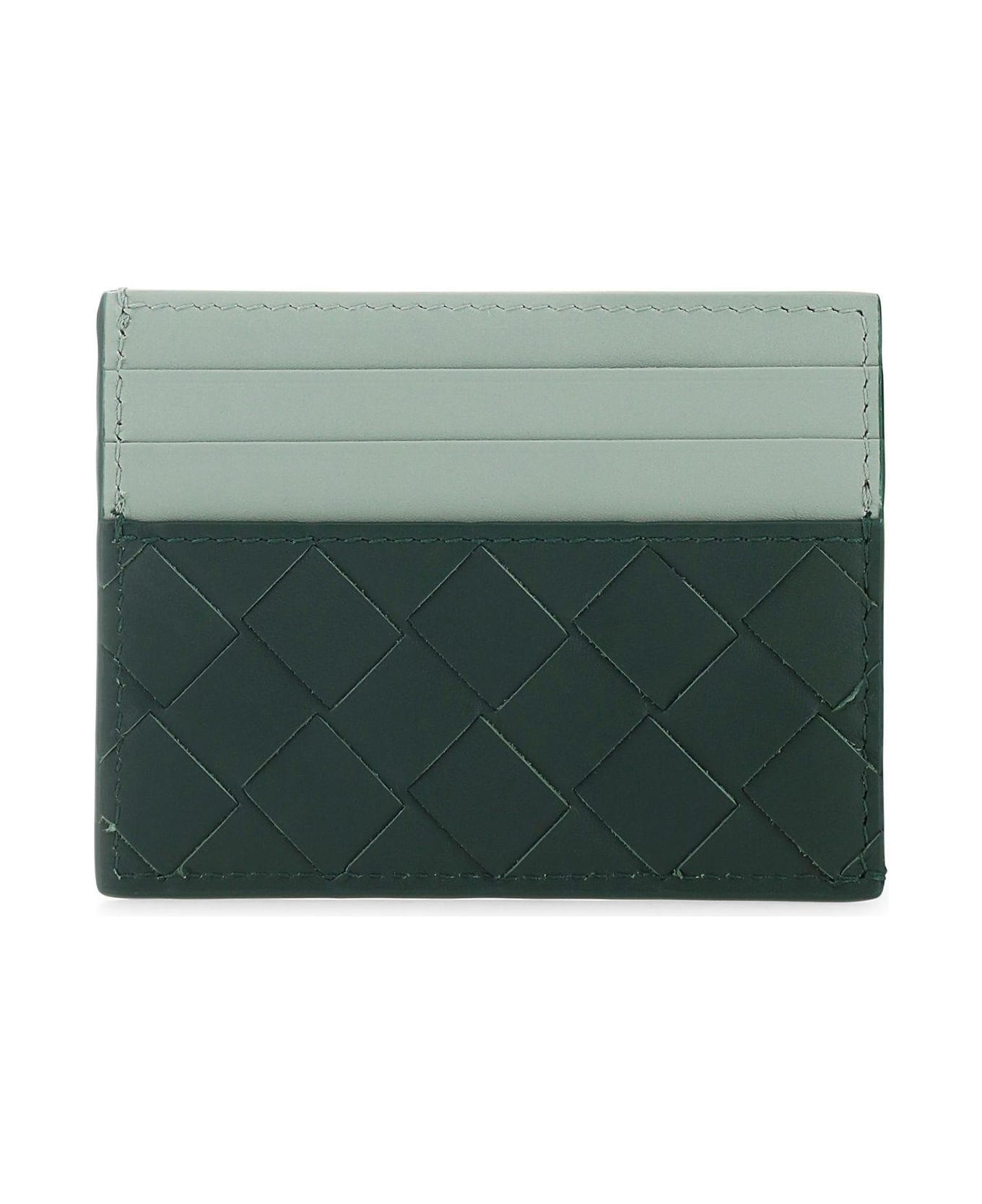 Bottega Veneta Two-tone Leather Card Holder - GREEN