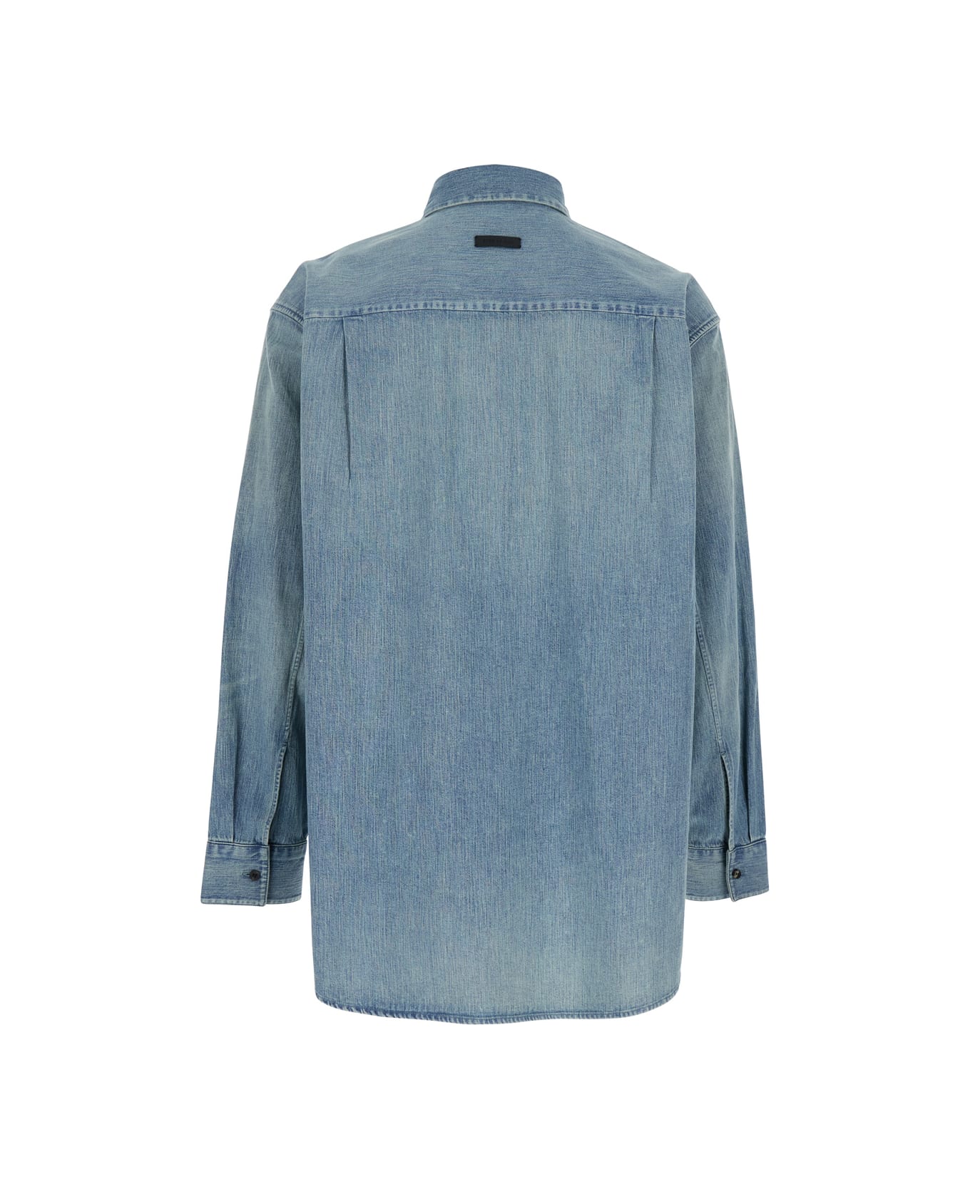 Fear of God Blue Shirt With Classic Collar And Logo Patch On The Back In Denim Man - Blu