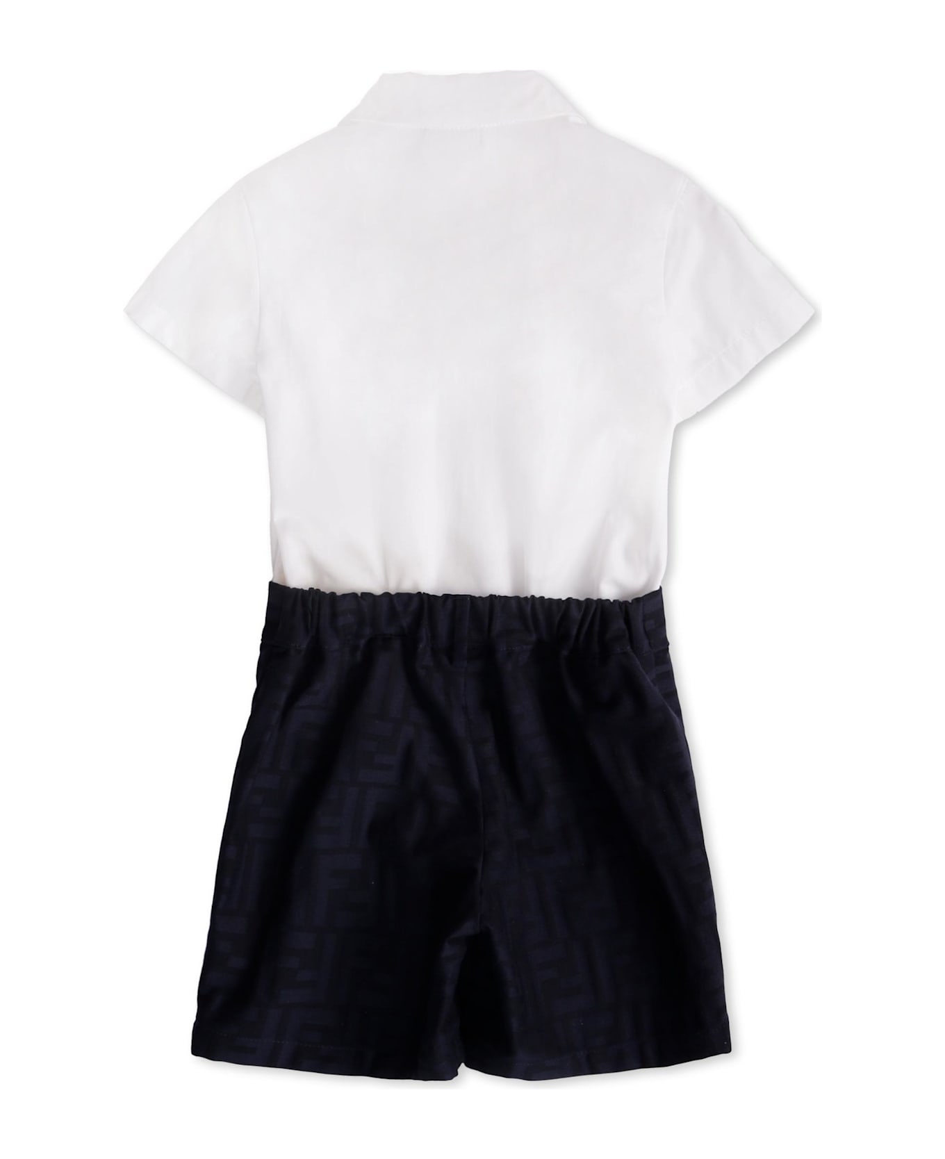 Fendi White And Blue Suit For Baby Boy - White