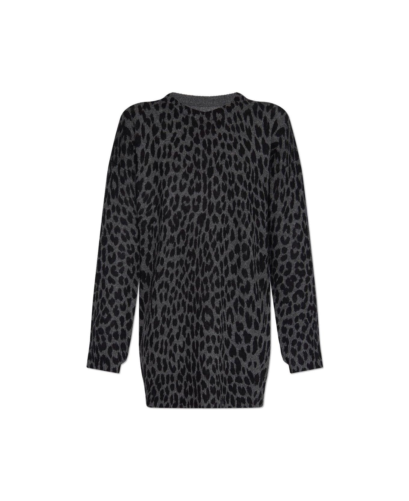 Zadig & Voltaire Malia Leopard Long Sleeved Dress - Charcoal